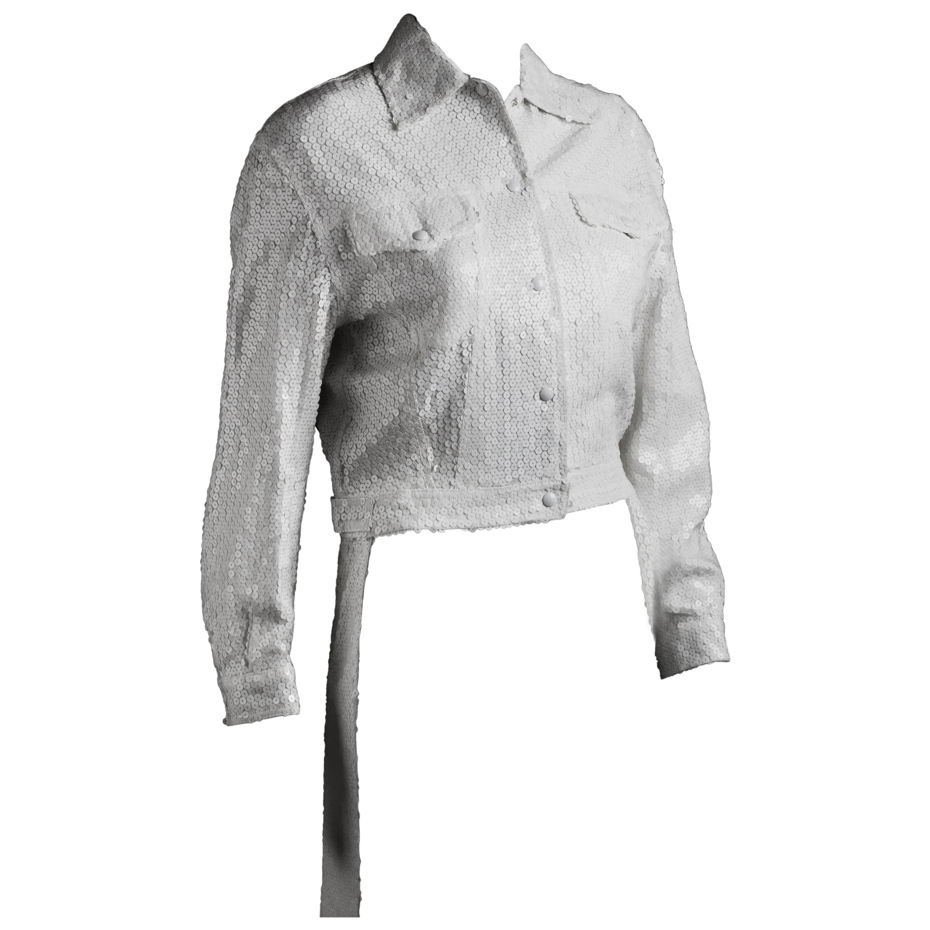 Jean Paul Gaultier pour Gibo’ late 80s white sequined women’s tailcoat