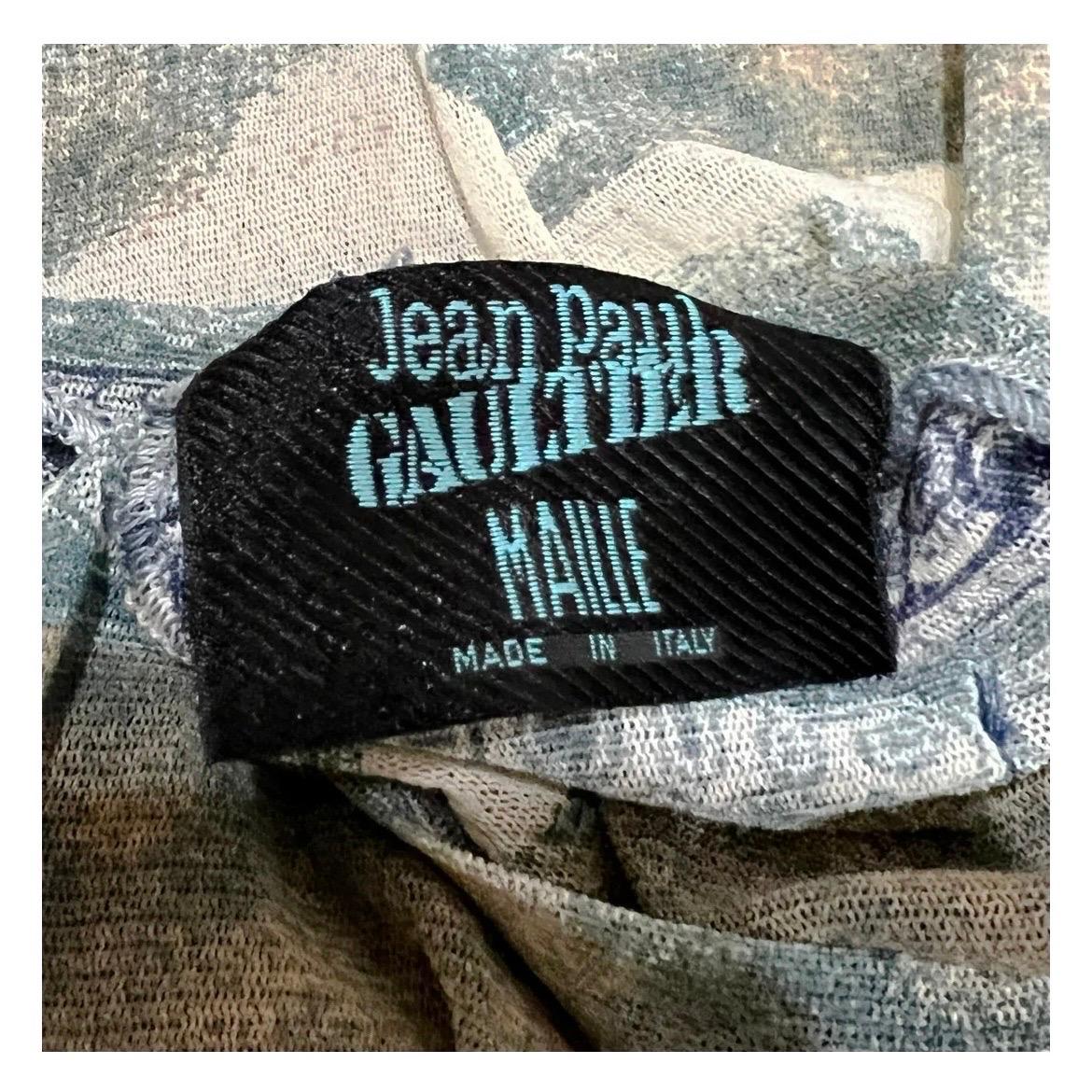 Gray Jean Paul Gaultier Print Mesh Top SS1994 For Sale