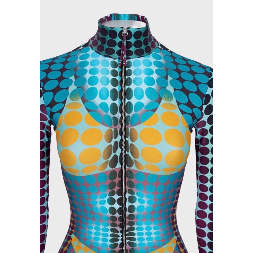 Jean Paul Gaultier Bedrucktes Bodycon-Kleid - Größe XS (Blau) im Angebot