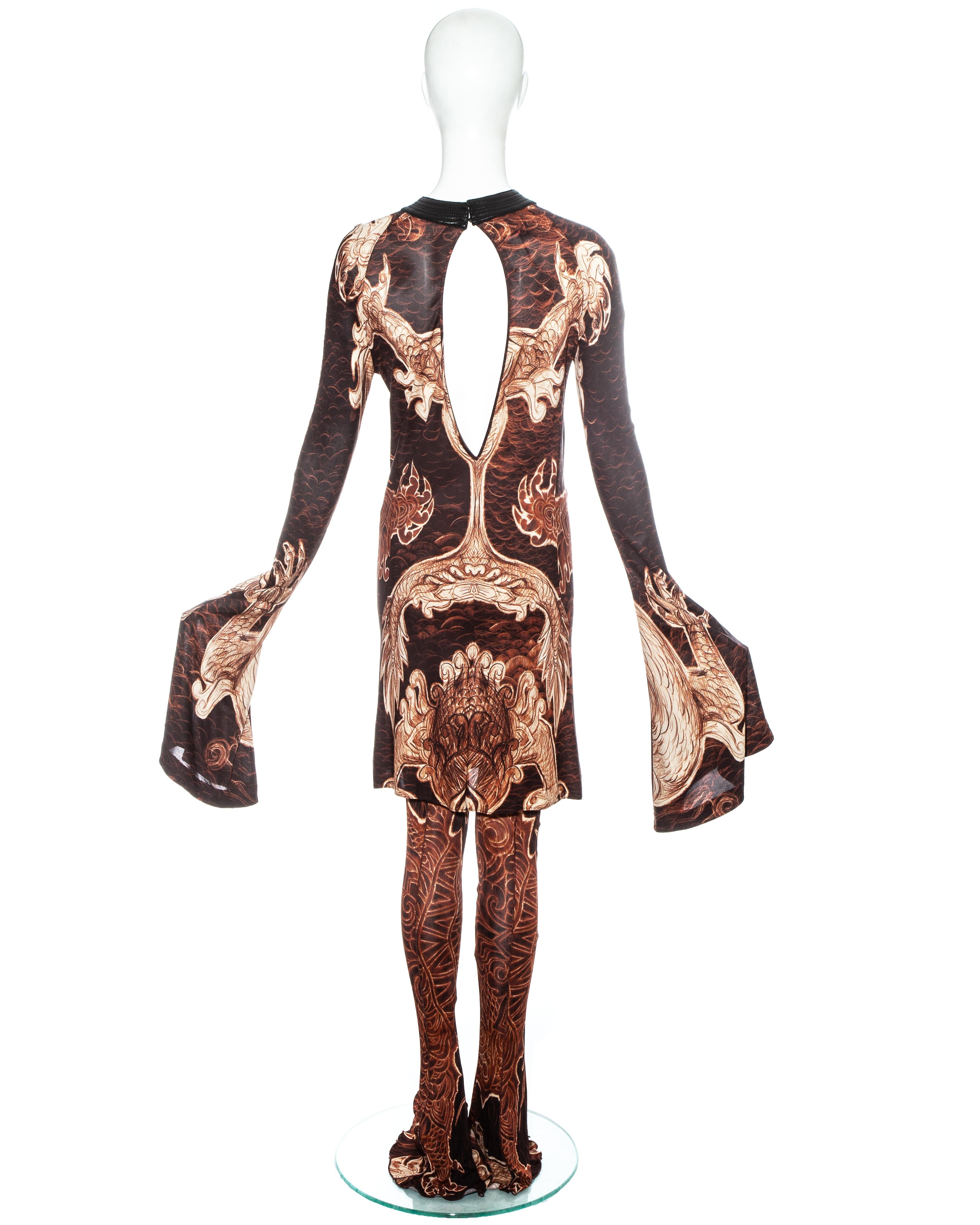 Jean Paul Gaultier printed jersey bell sleeve pant suit, fw 2008 2