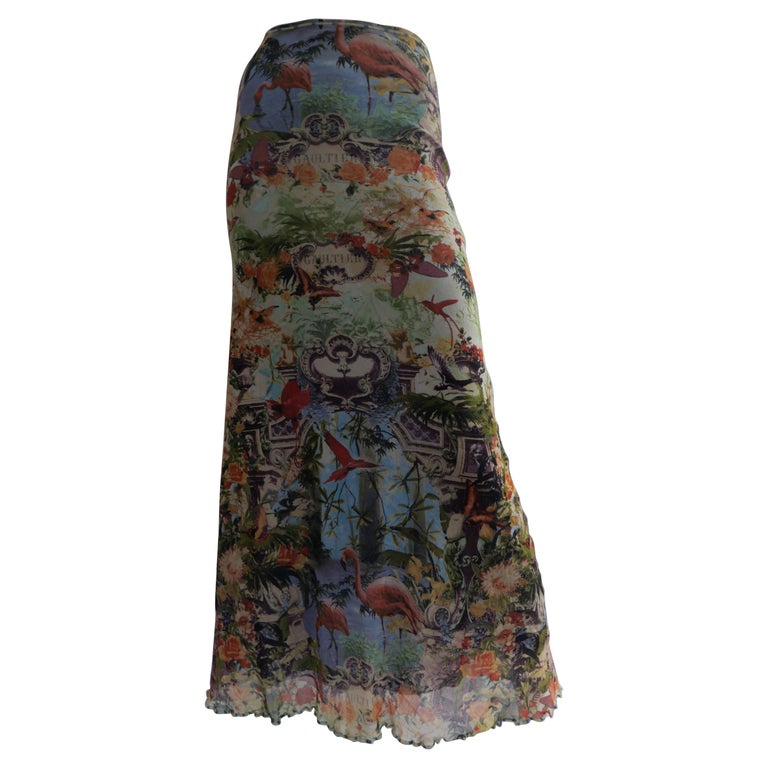 Jean Paul Gaultier Printed Long Skirt 1990s at 1stDibs