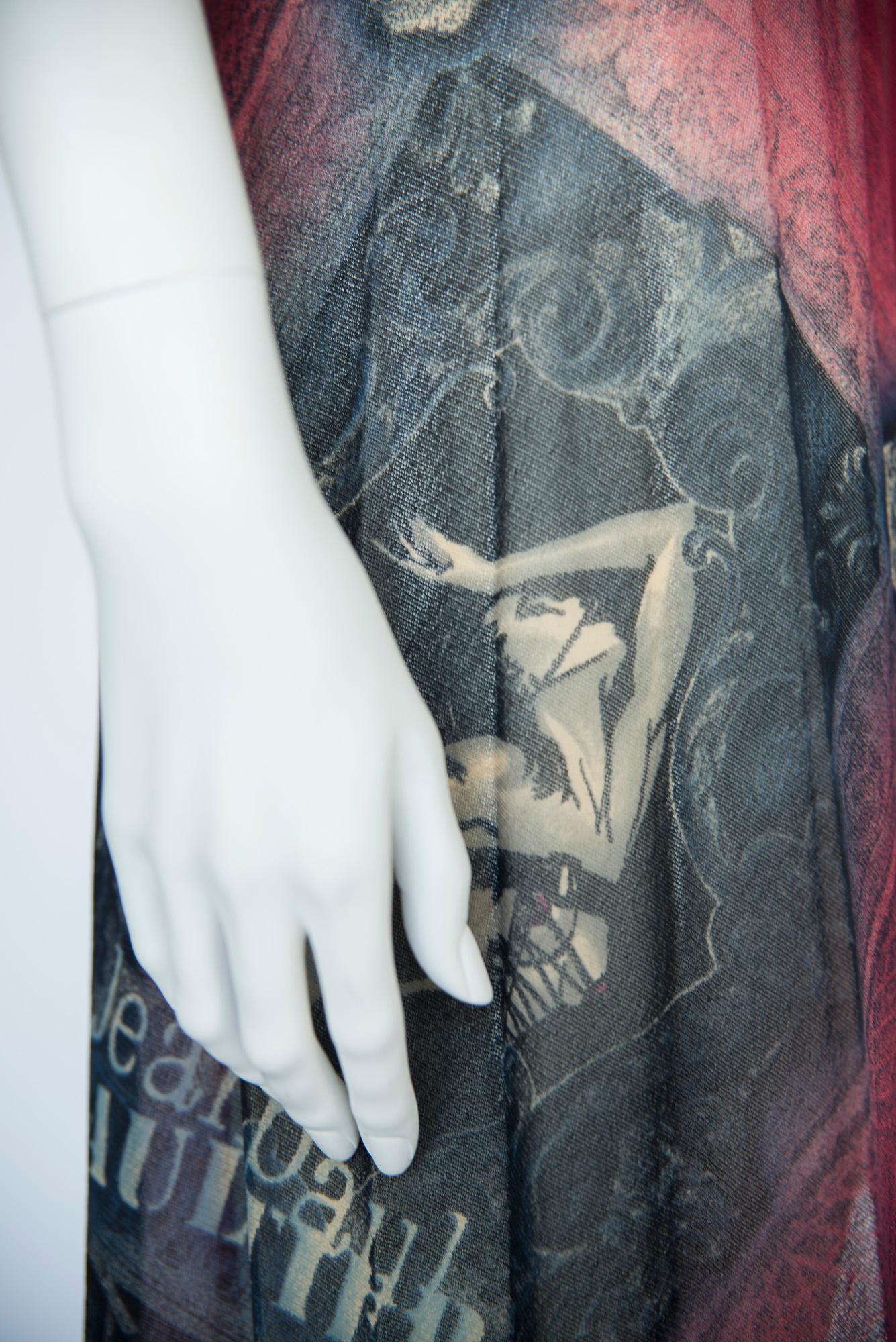 Robe asymétrique imprimée Jean Paul Gaultier en maille extensible et tricot, SS1995 en vente 1
