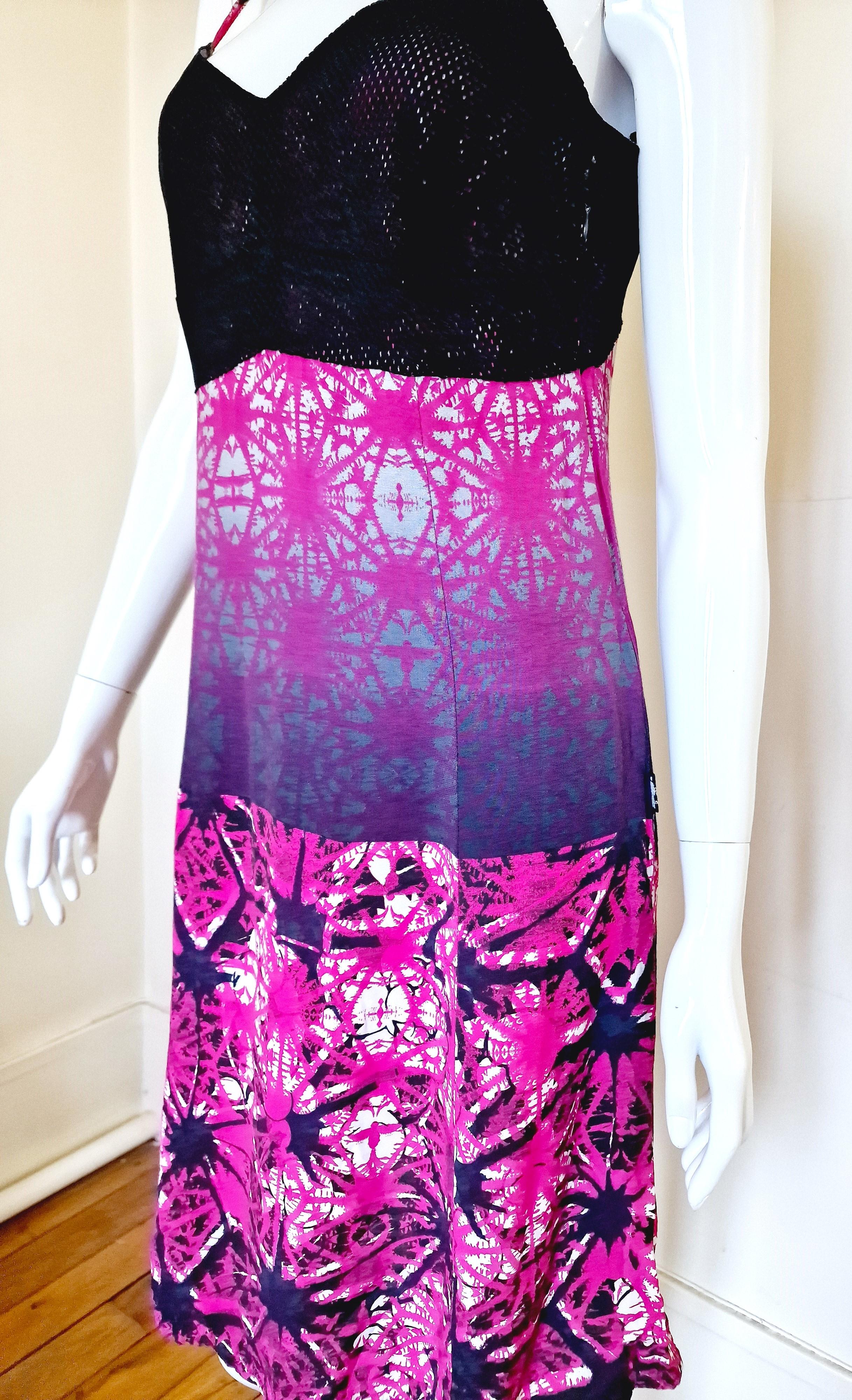Jean Paul Gaultier Psychedelic Net Star Summer Firework Floral Violet XL Dress For Sale 1