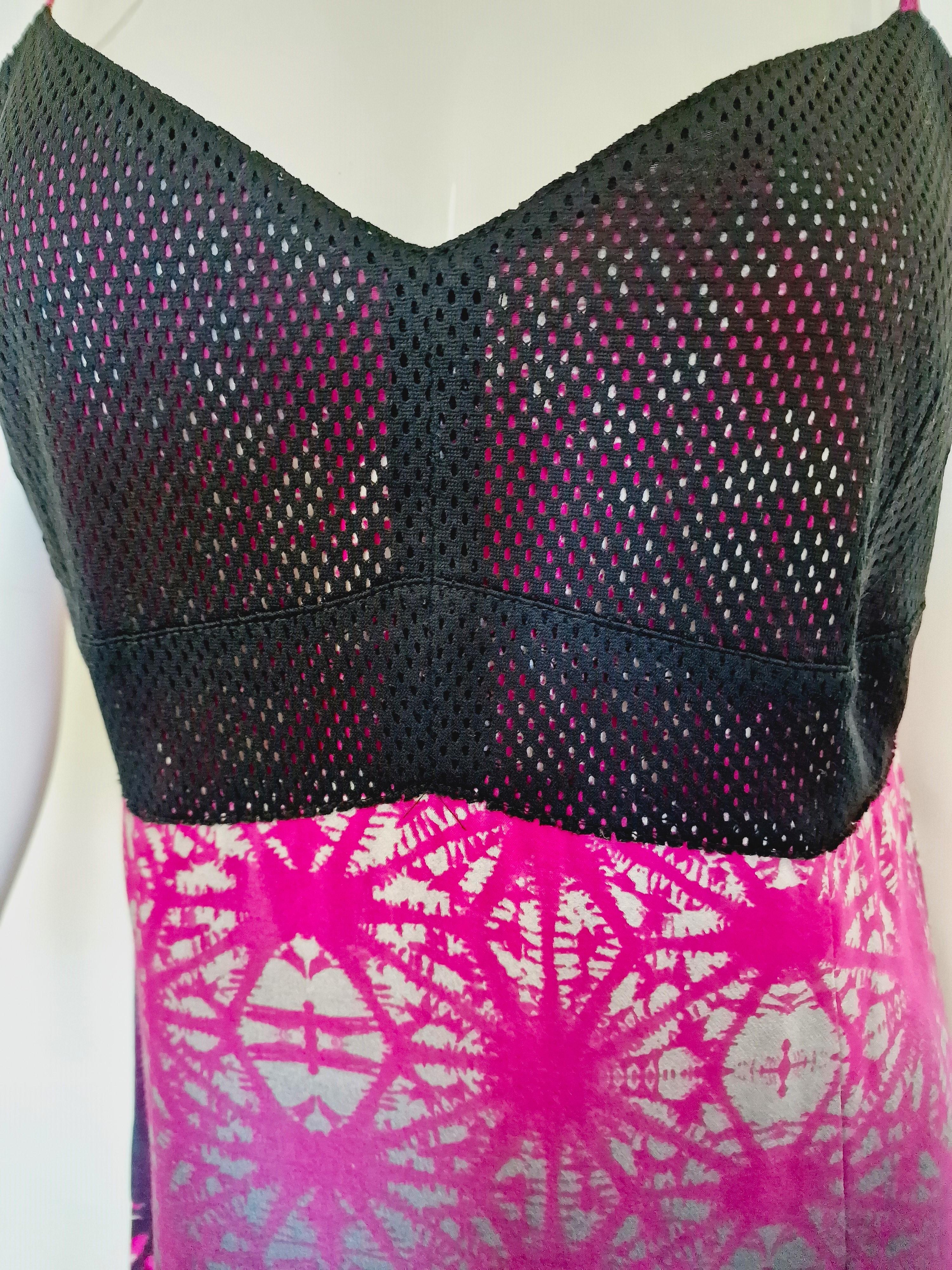 Jean Paul Gaultier Psychedelic Net Star Summer Firework Floral Violet XL Dress For Sale 3