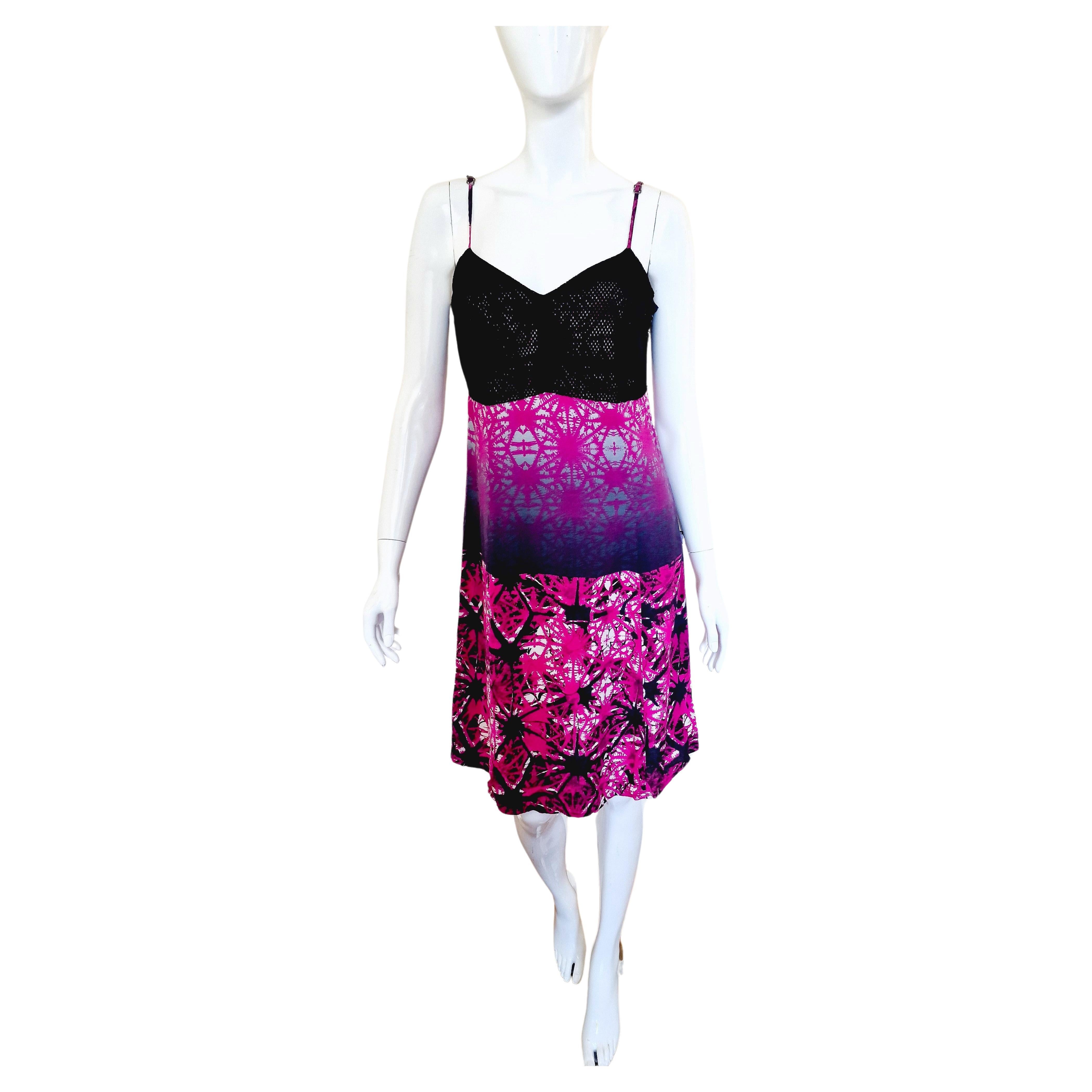 Jean Paul Gaultier Psychedelic Net Star Summer Firework Floral Violet XL Dress For Sale