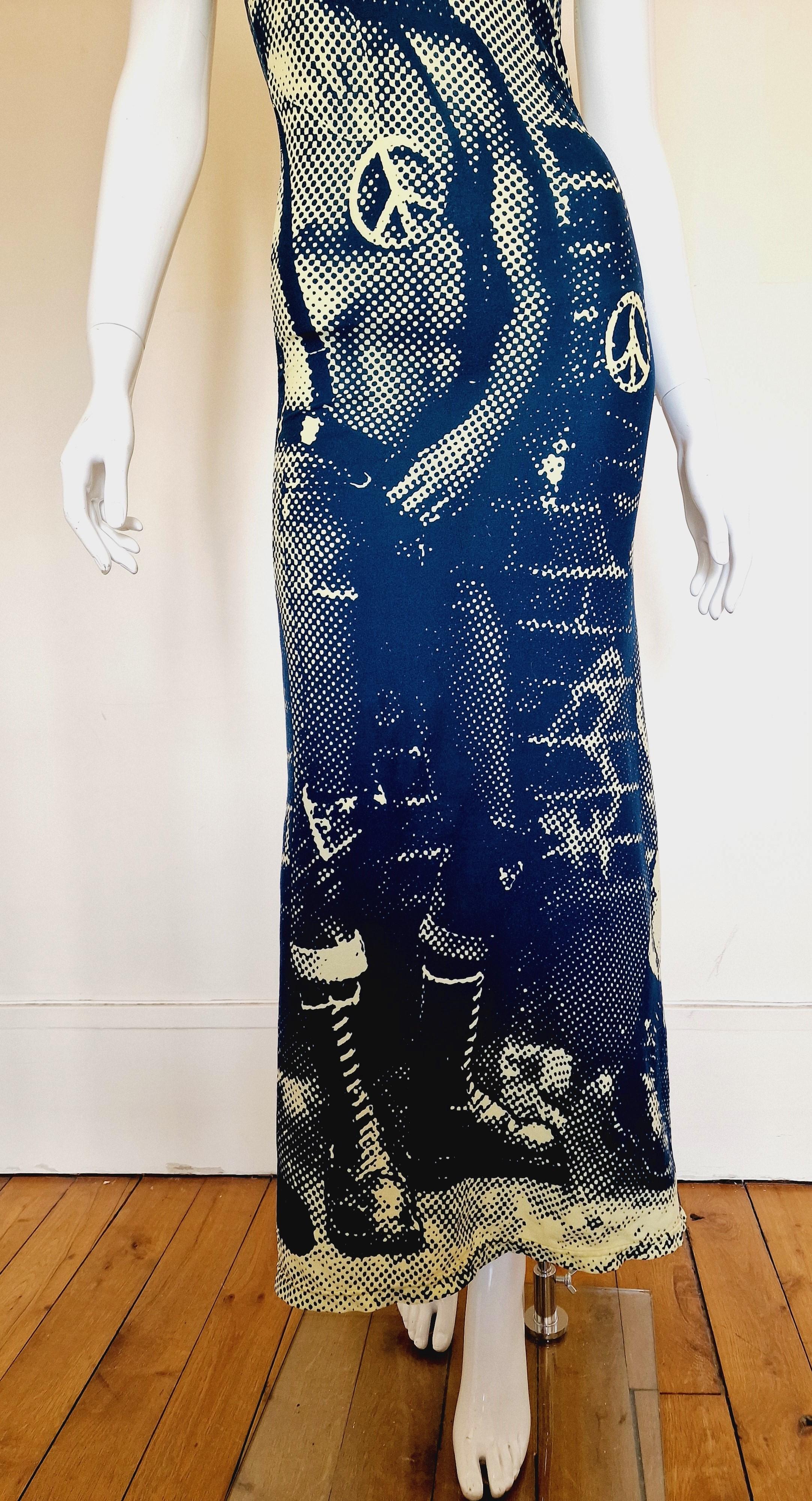 Black Jean Paul Gaultier Punk Fight Against Racism 1997 AW Print Tattoo Top Maxi Dress For Sale