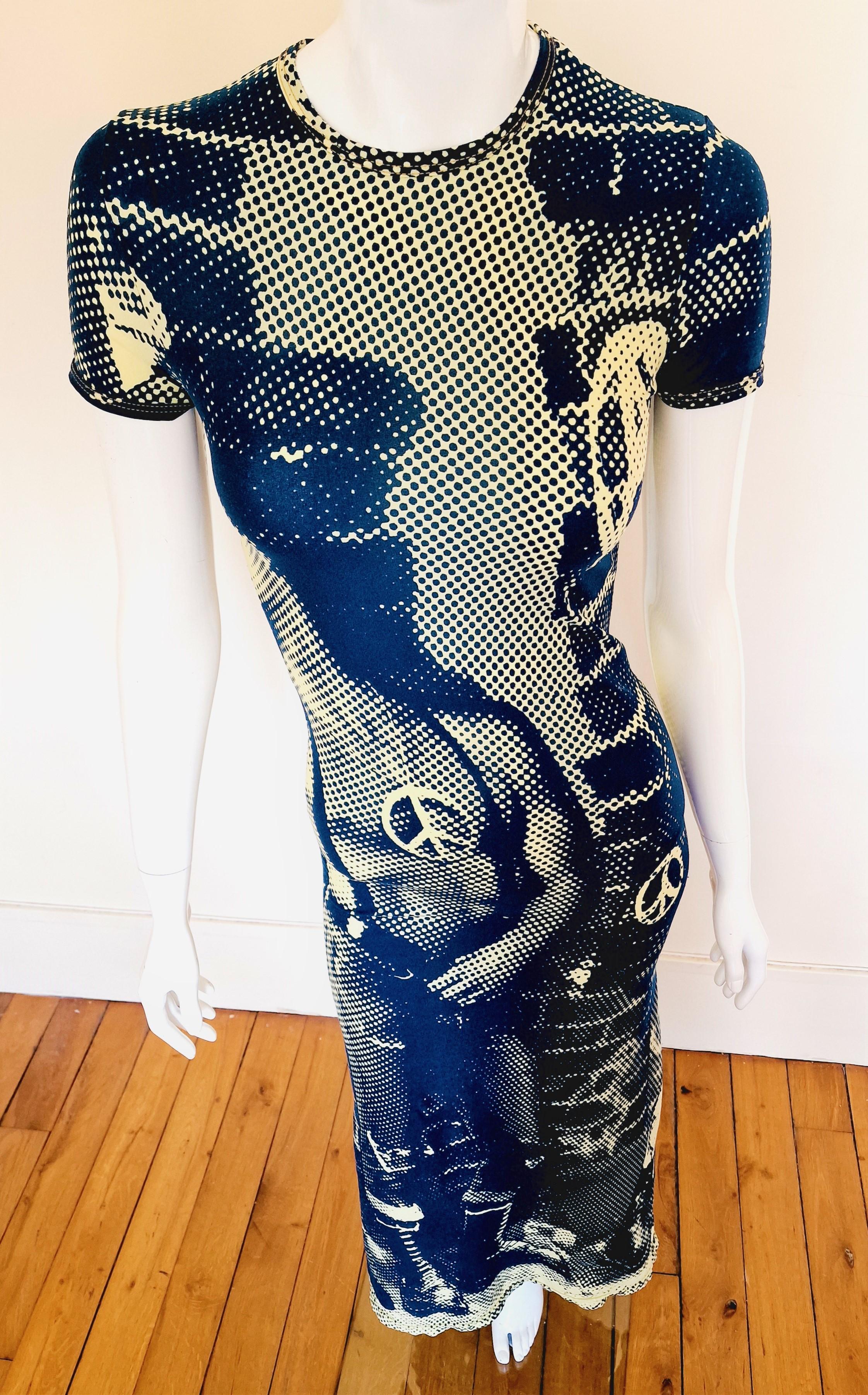 Jean Paul Gaultier Punk Fight Against Racism 1997 AW Print Tattoo Top Maxi Dress For Sale 2