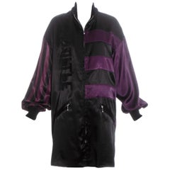 Retro Jean Paul Gaultier purple and black satin jacket, fw 1986