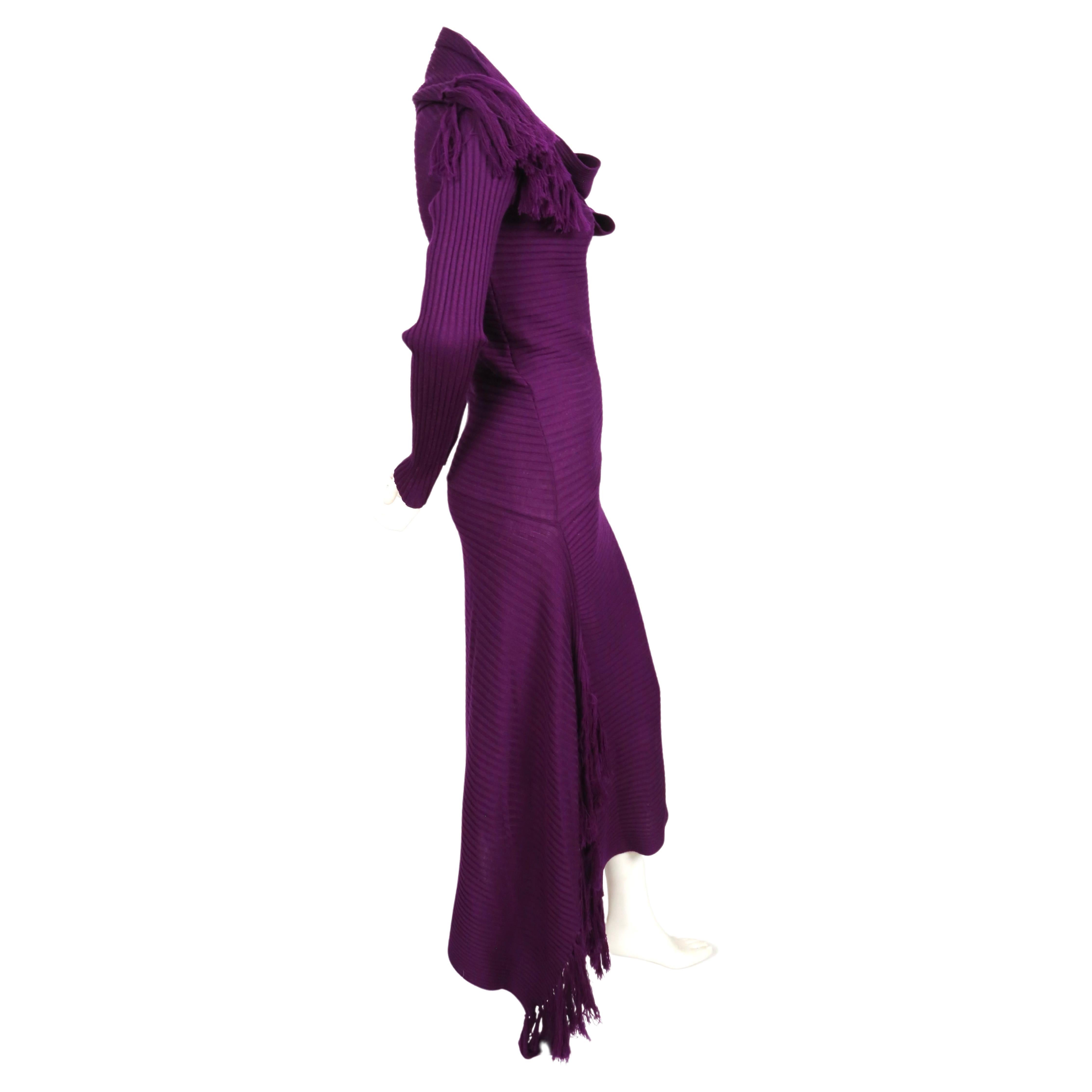  JEAN PAUL GAULTIER Robe en maille côtelée violette avec écharpe Unisexe en vente