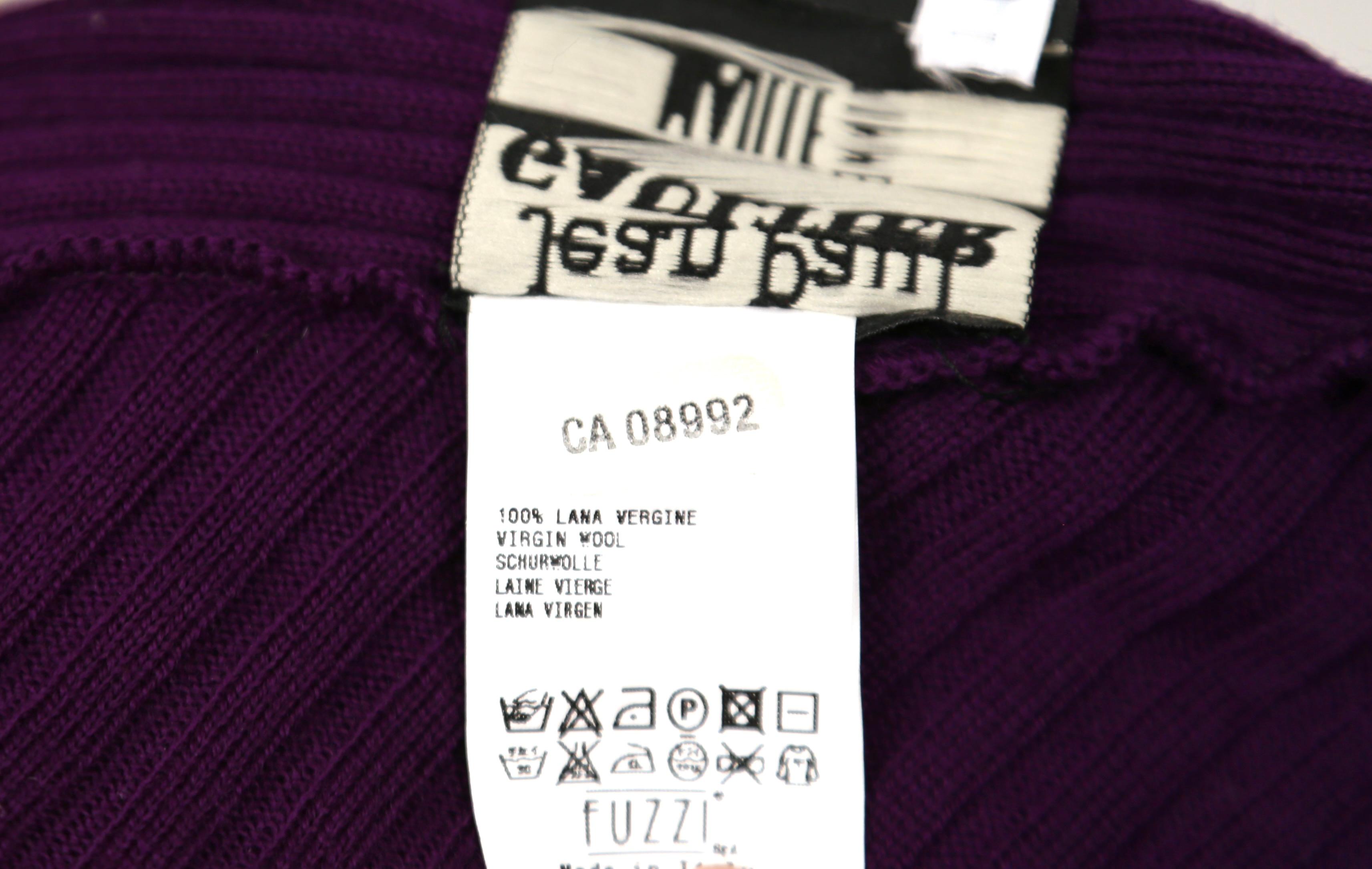  JEAN PAUL GAULTIER purple ribbed knit dress with scarf For Sale 5