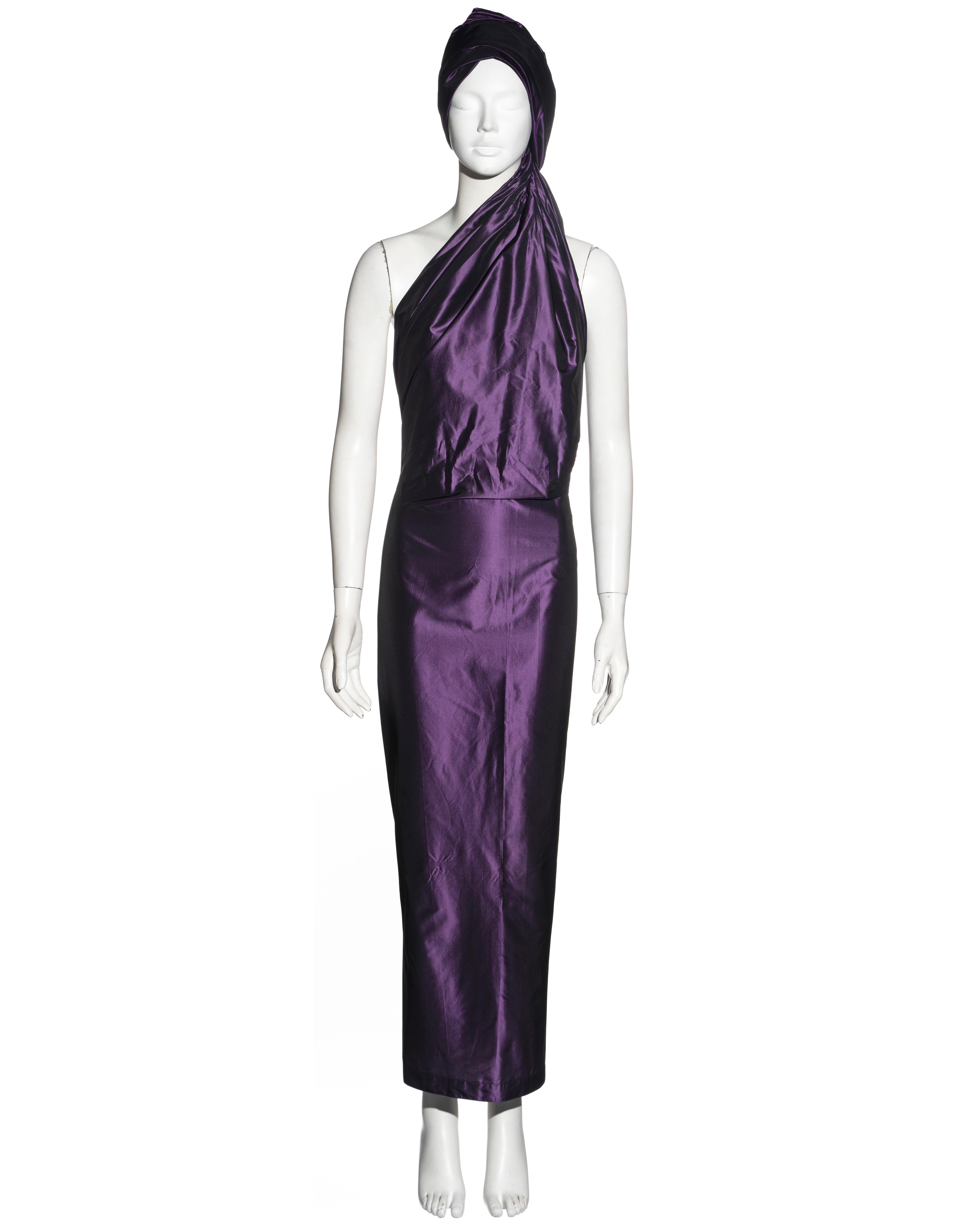 Black Jean Paul Gaultier purple taffeta convertible evening dress, ss 1992 For Sale