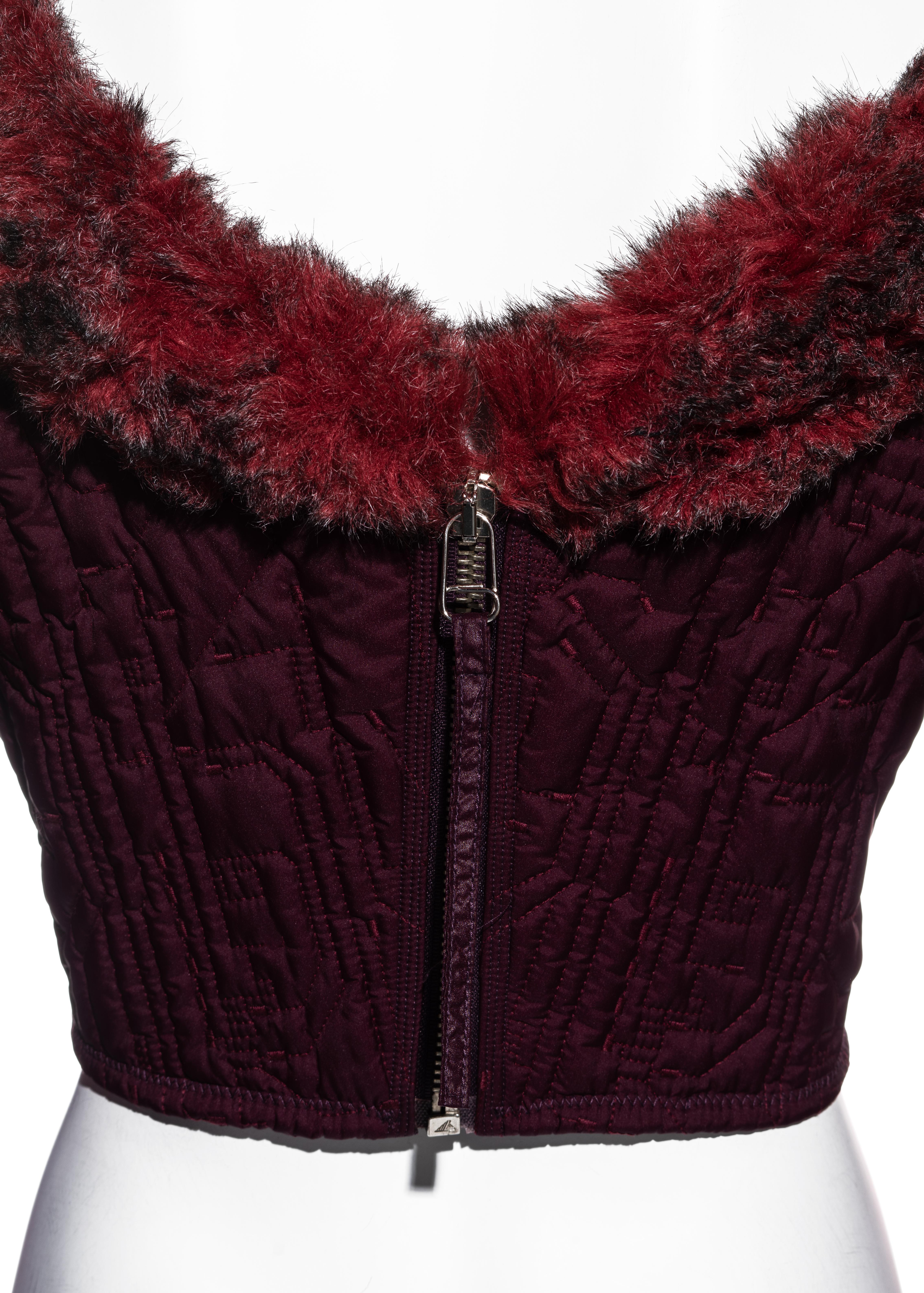 Jean Paul Gaultier quilted plum polyester corset with faux fur, fw 1995 2