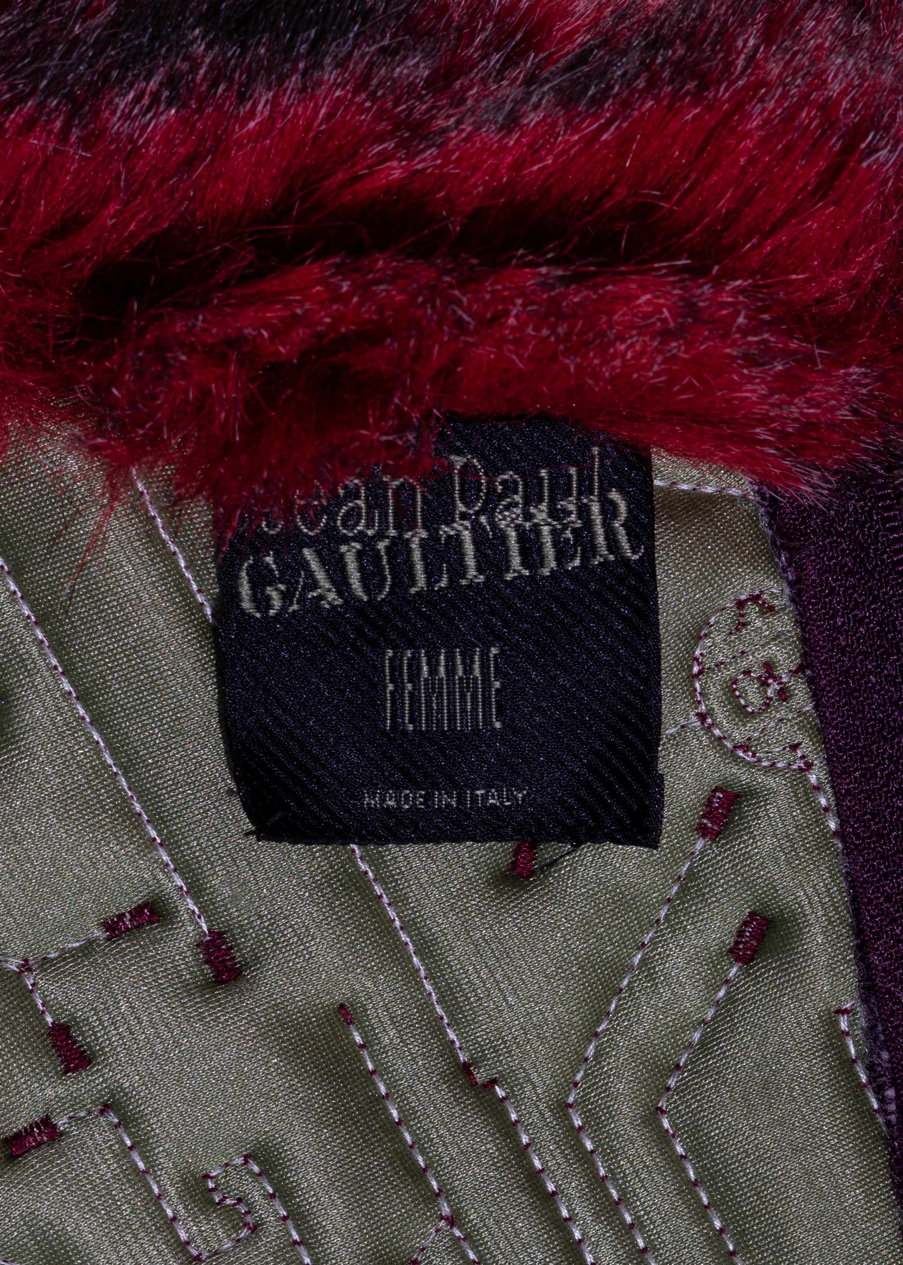 Corset en polyester matelassé prune avec fausse fourrure Jean Paul Gaultier:: fw 1995 3