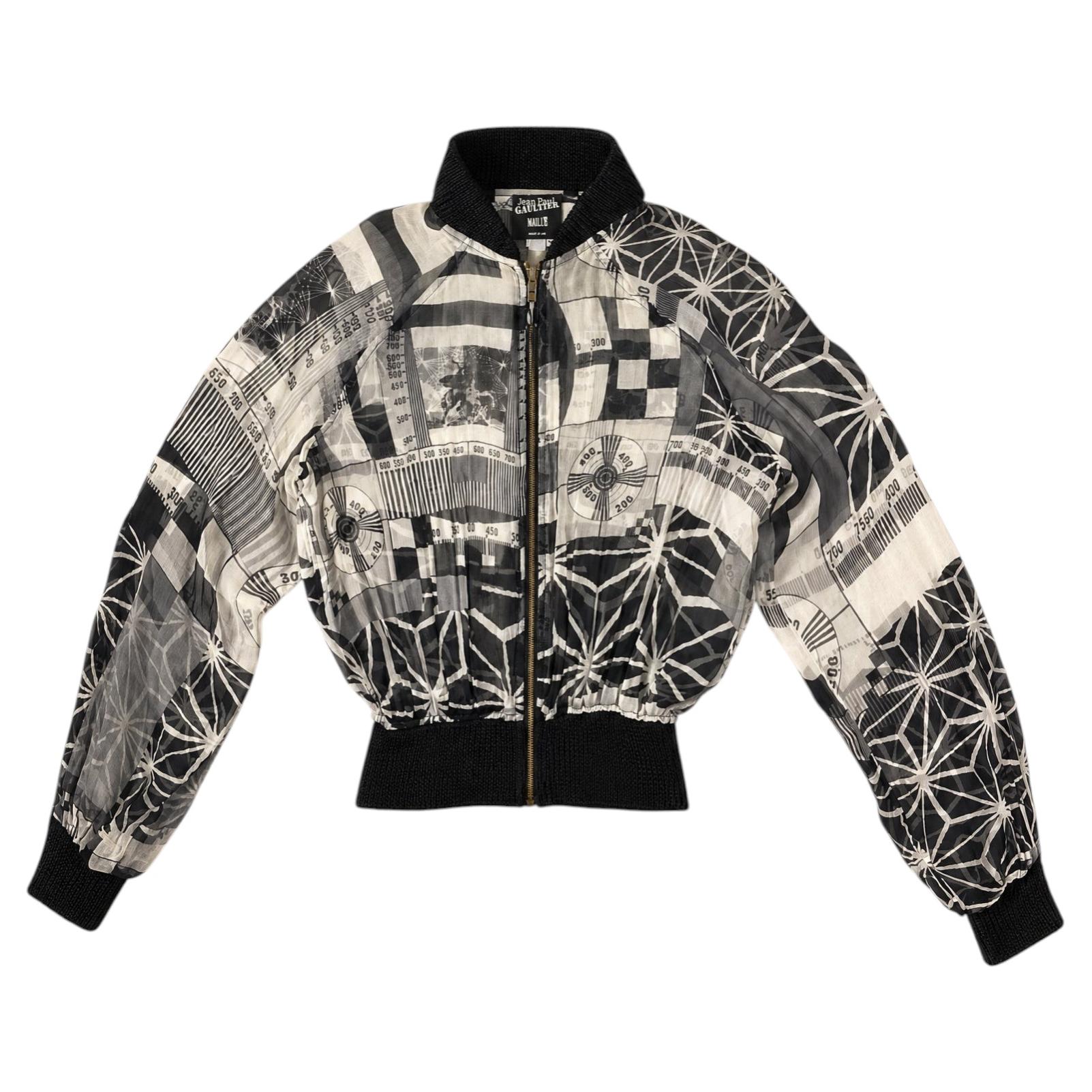 JEAN PAUL GAULTIER Seltene Bomberjacke aus Seide mit Grafikdruck