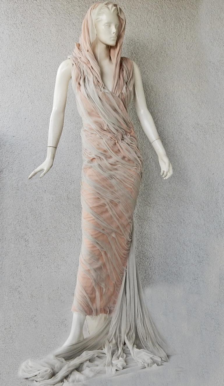 Beige Jean Paul Gaultier Rare Runway Haute Couture Dreamy Diaphanous Diva Gown   NEW For Sale