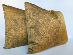 Jean Paul Gaultier Rectangular Gold Satin Jacquard Pillows - A Pair