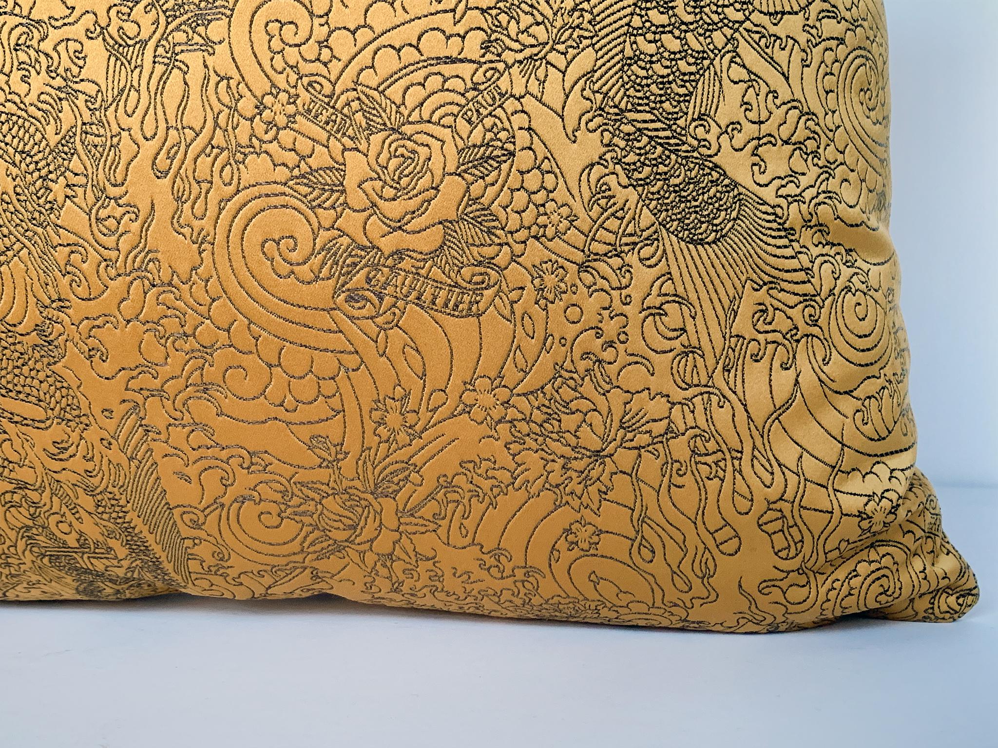 Américain Jean Paul Gaultier Rectangular Gold Satin Jacquard Pillows - A Pair en vente