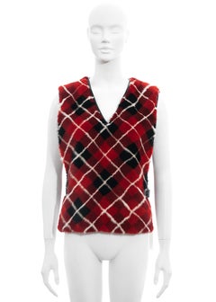 Jean Paul Gaultier red argyle print mink fur vest, fw 2007