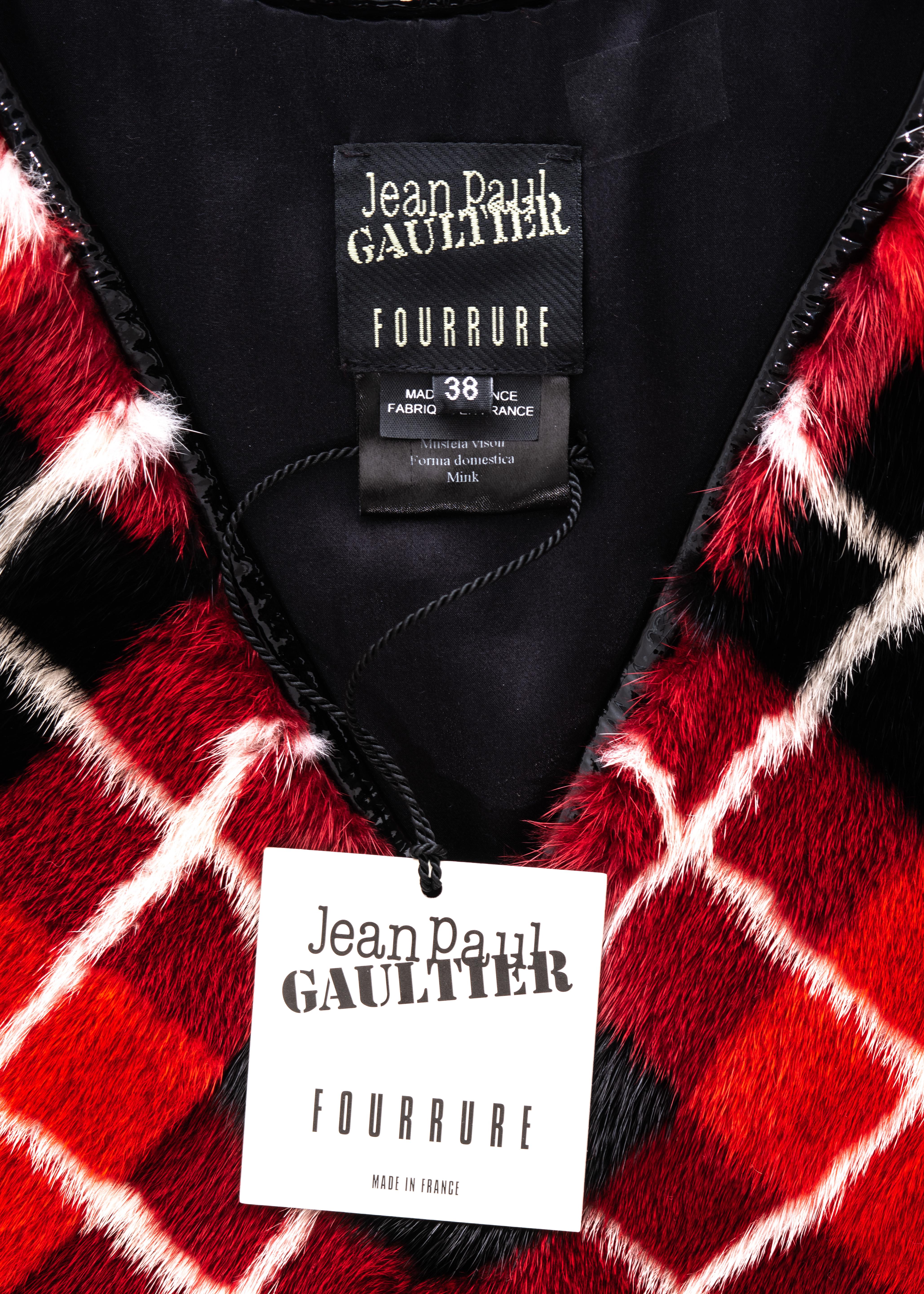 Jean Paul Gaultier red argyle print mink fur vest, fw 2007 4