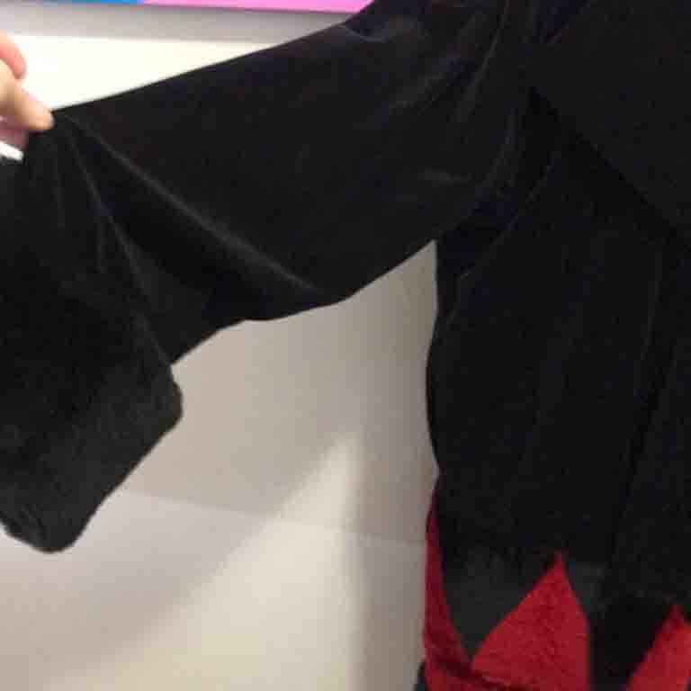 Women's Jean Paul Gaultier Red Black Velvet Harlequin Wrap Shearling Coat  For Sale