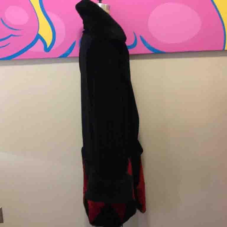 Jean Paul Gaultier Red Black Velvet Harlequin Wrap Shearling Coat  For Sale 1
