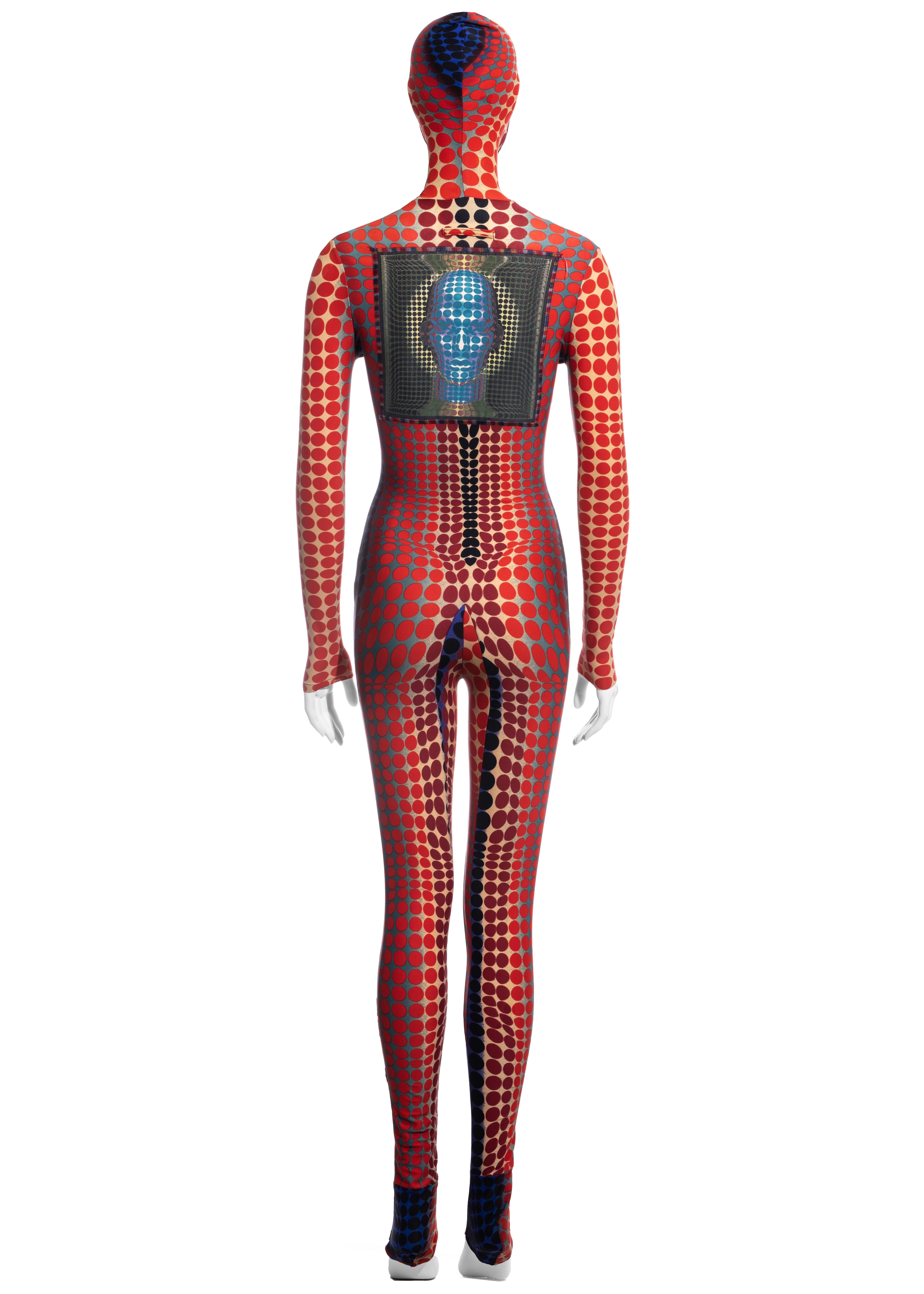 Jean Paul Gaultier red cyber dots hooded catsuit, fw 1995 2