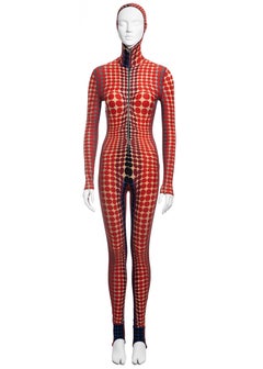 Jean Paul Gaultier red cyber dots hooded catsuit, fw 1995