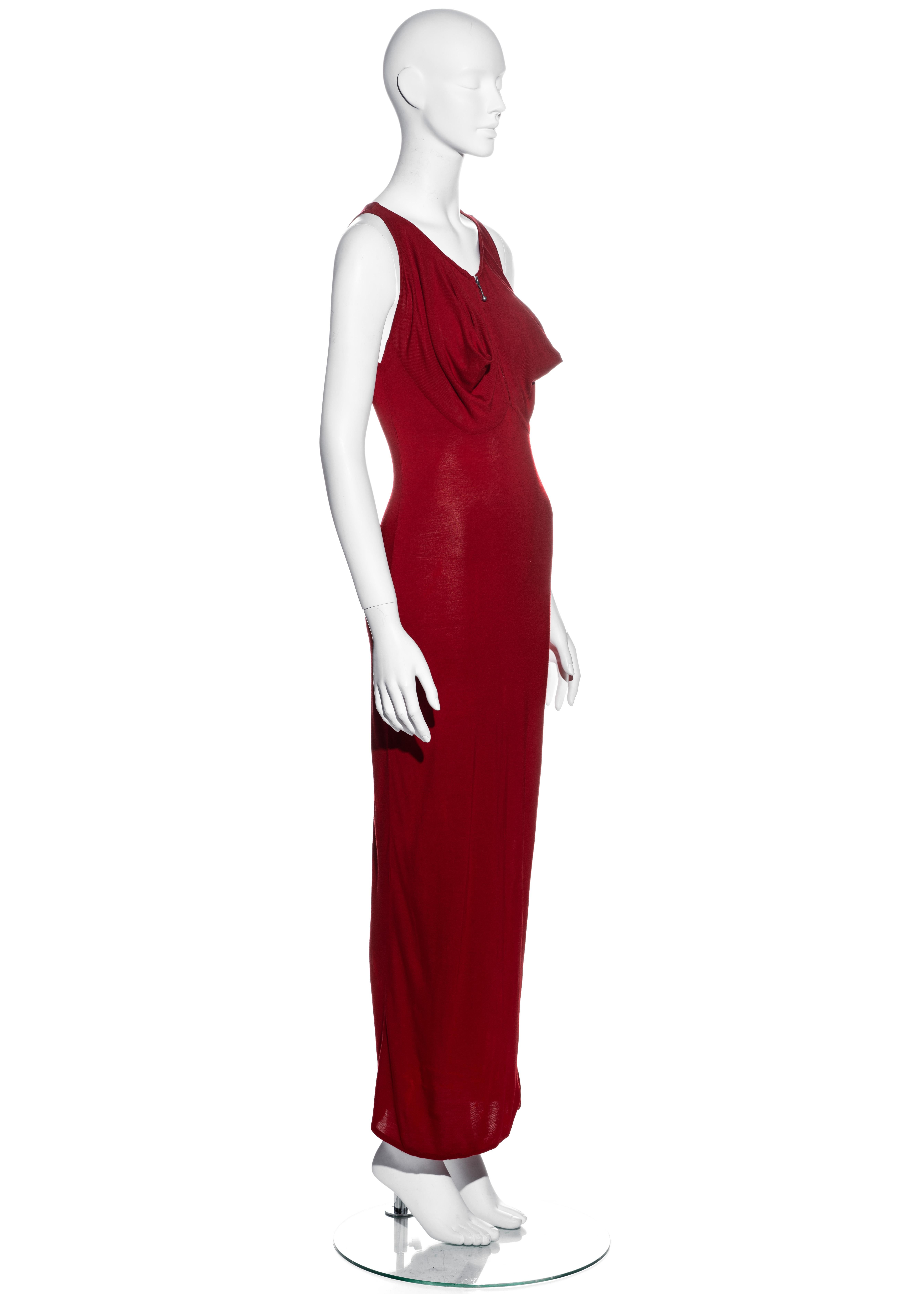 Red Jean Paul Gaultier red jersey cone breast maxi dress, fw 1985 For Sale