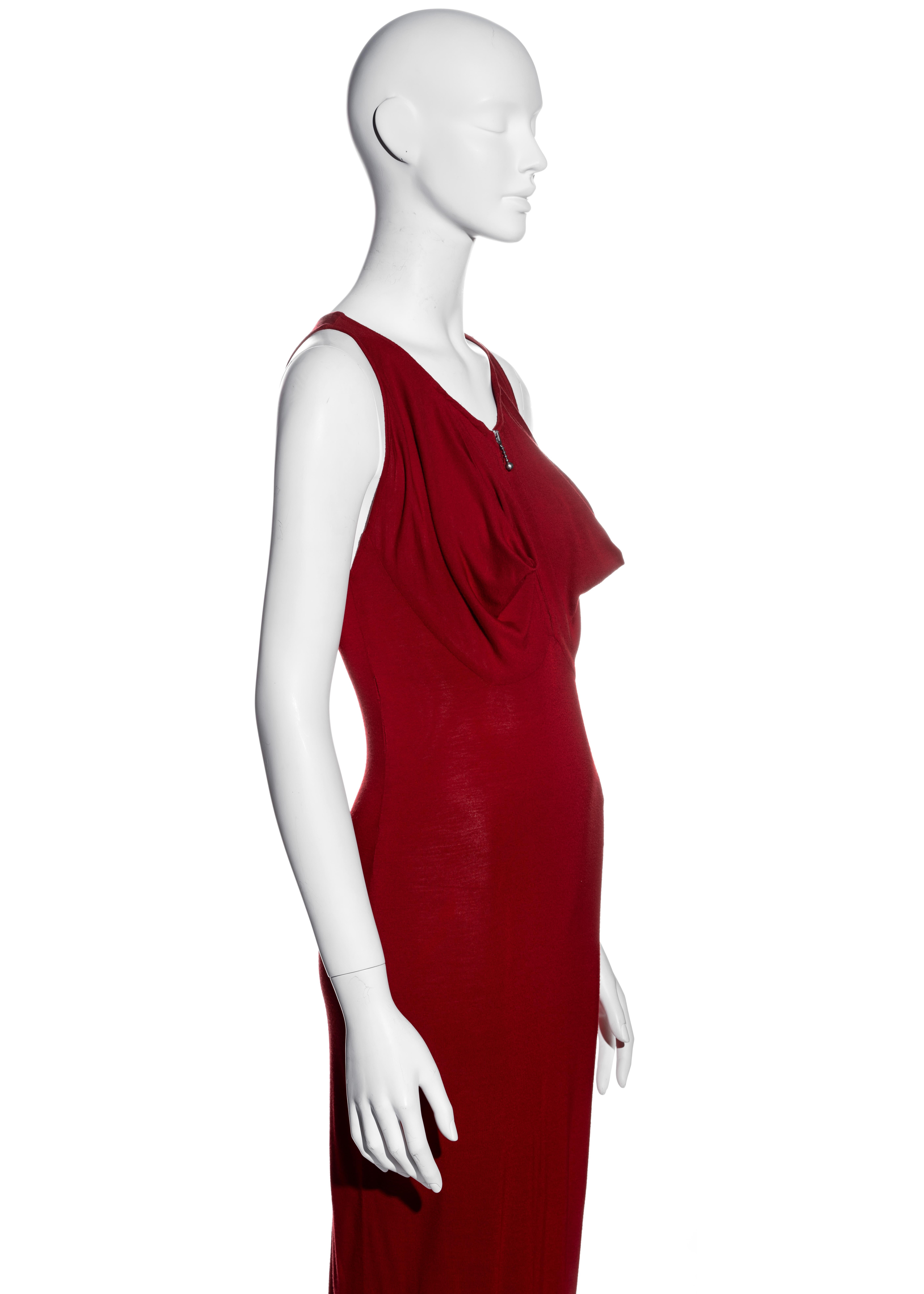 Jean Paul Gaultier red jersey cone breast maxi dress, fw 1985 In Good Condition For Sale In London, GB