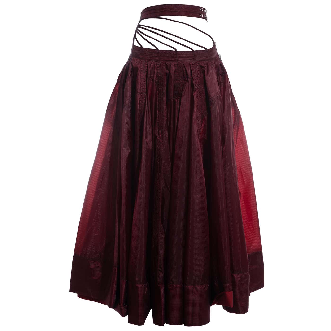 Jean Paul Gaultier red nylon parachute maxi skirt, ss 2002 For Sale at ...