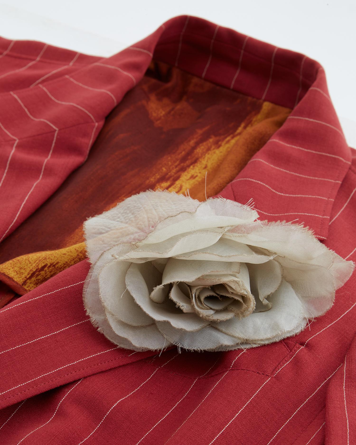 Jean Paul Gaultier red Pinstripe linen jacket, ss 1993 For Sale 1