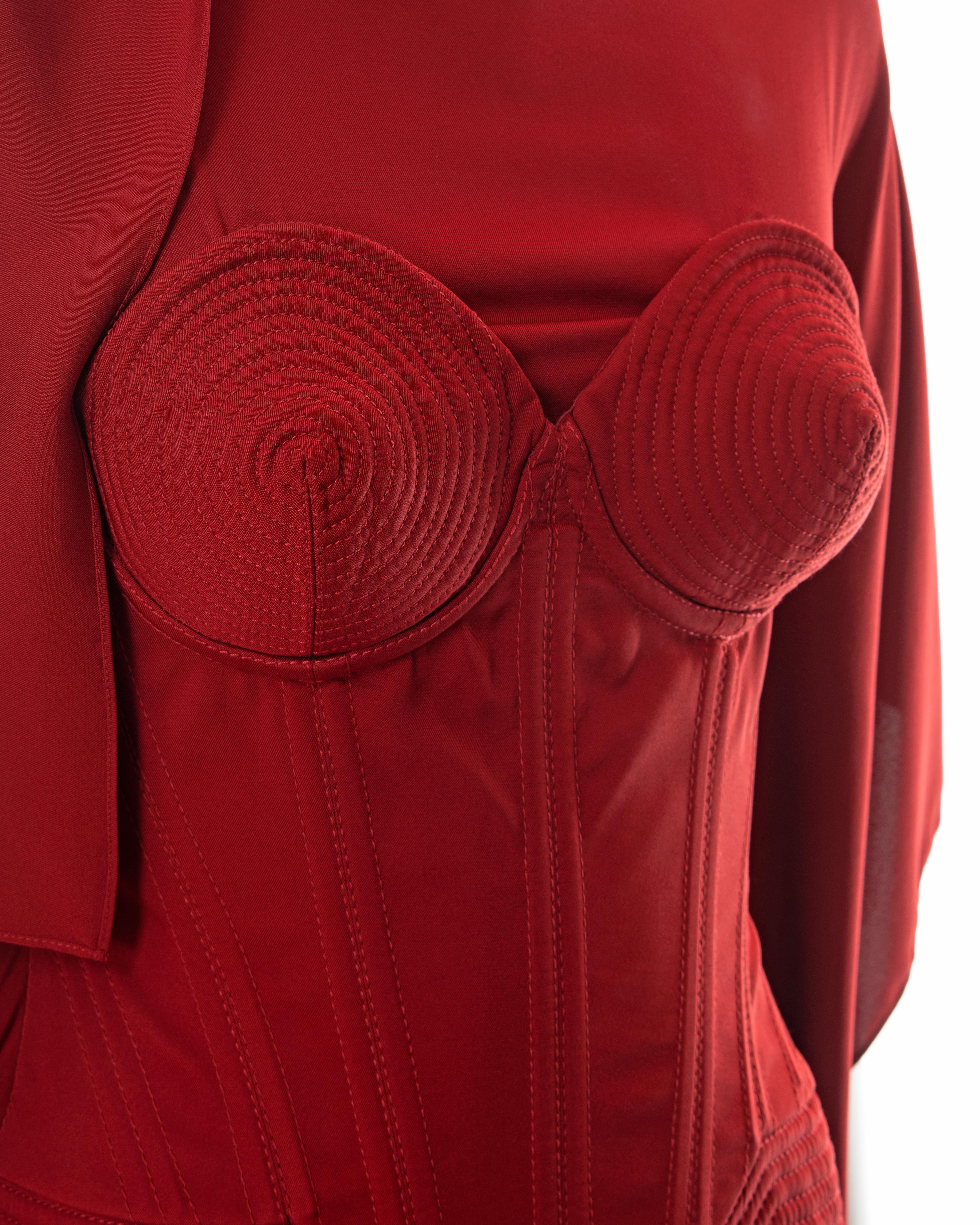Jean Paul Gaultier red silk dress with built-in cone bra and corset, fw 2010 1