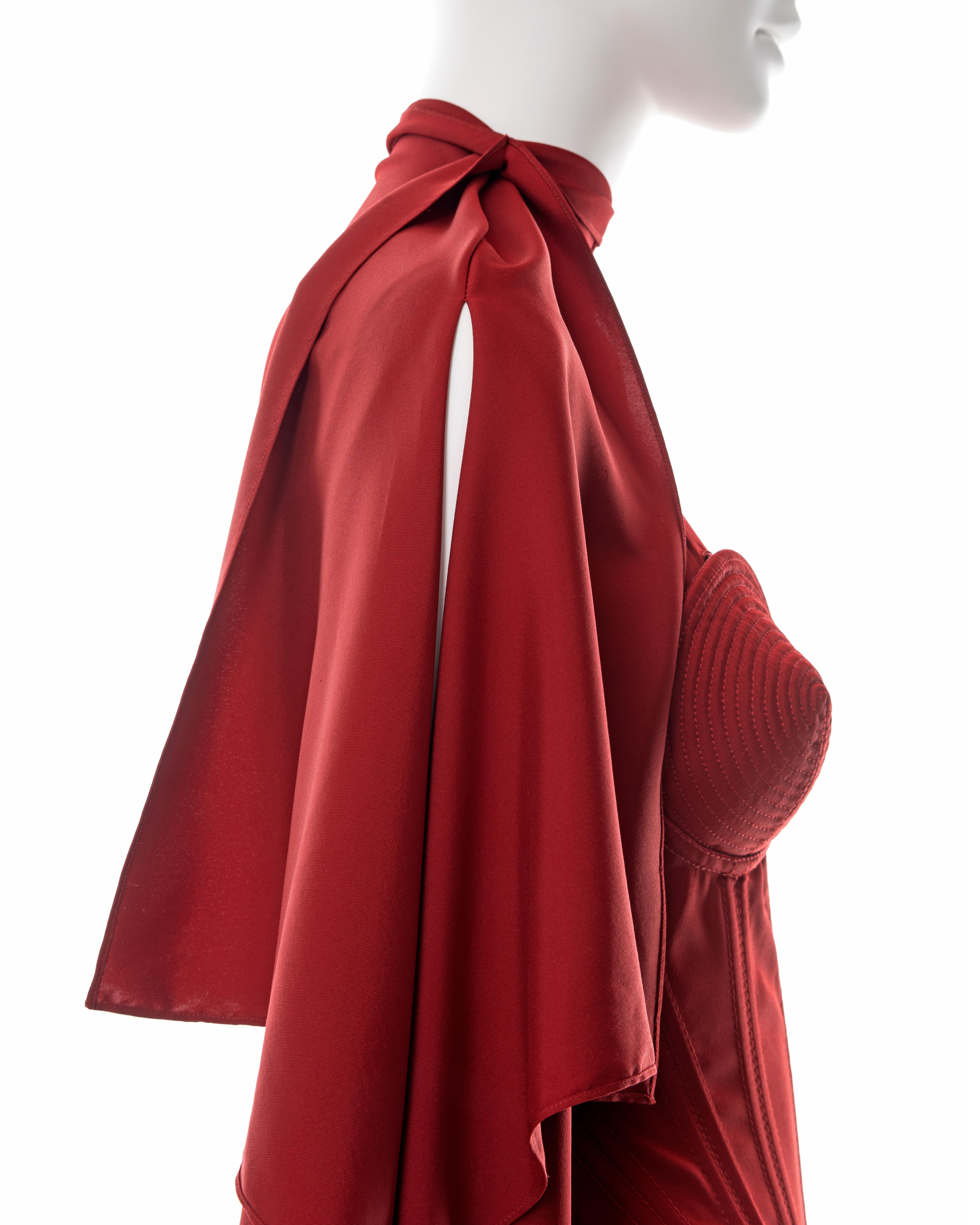 Jean Paul Gaultier red silk dress with built-in cone bra and corset, fw 2010 4