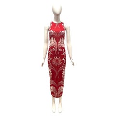 Jean Paul Gaultier red stretch dress with sheer panels
