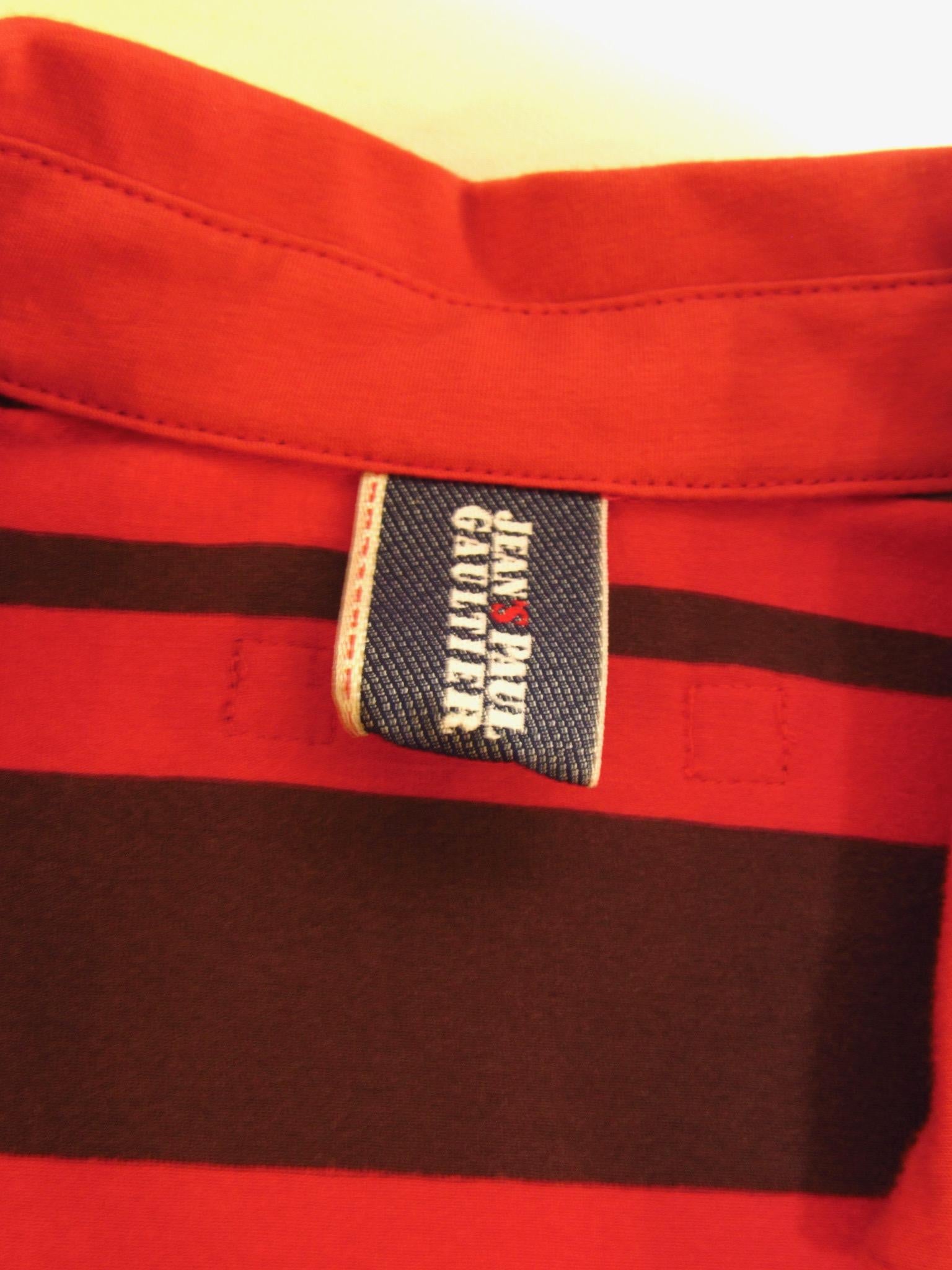 Jean Paul Gaultier Red Stripe Long Sleeved Polo For Sale 2