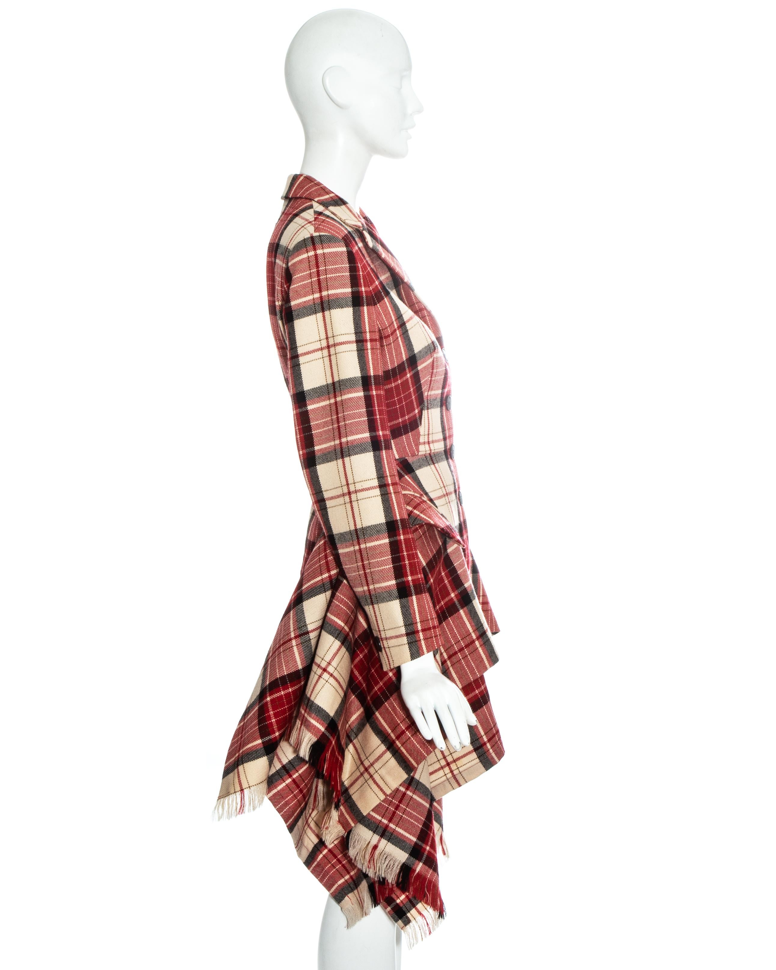 Jean Paul Gaultier red tartan wool blanket skirt suit, fw 1991 In Excellent Condition In London, GB