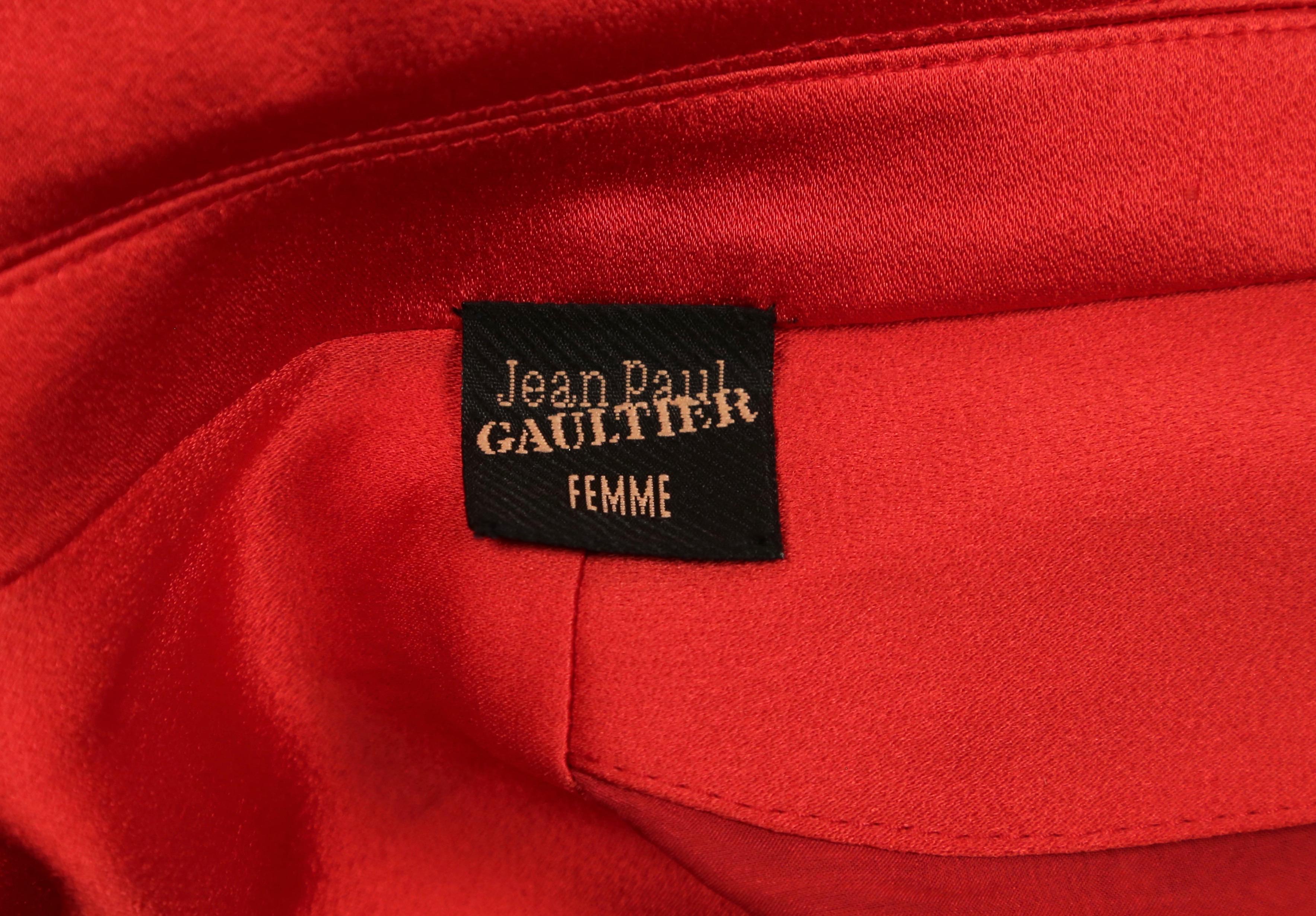 JEAN PAUL GAULTIER red tuxedo gown with draped silk scarf 3