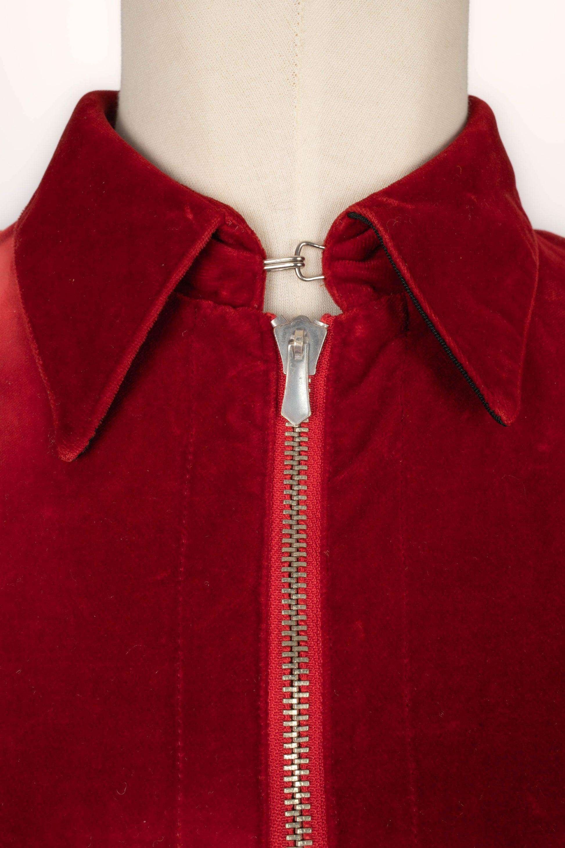 Jean-Paul Gaultier Red Velvet Coat For Sale 1