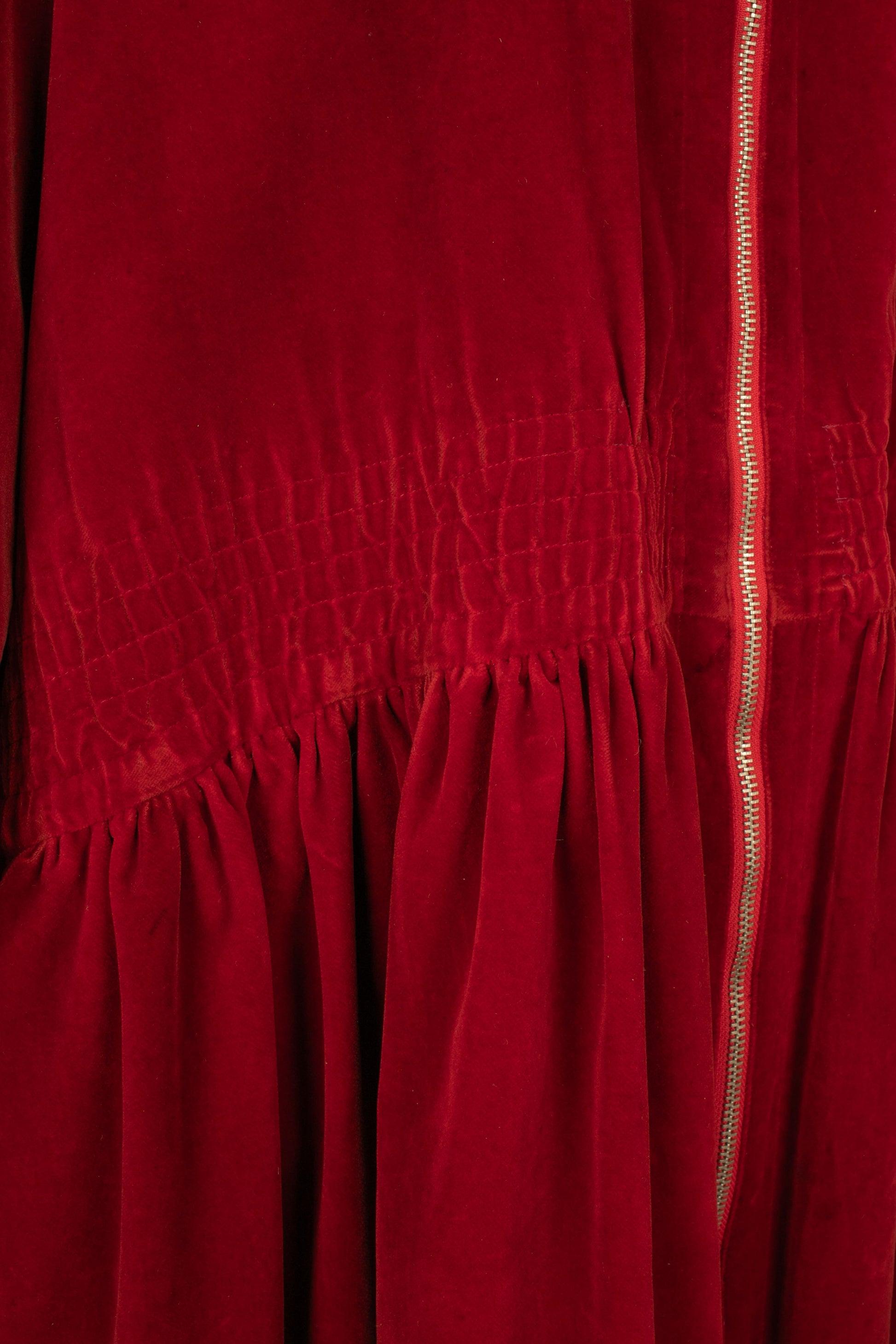 Jean-Paul Gaultier Red Velvet Coat For Sale 2