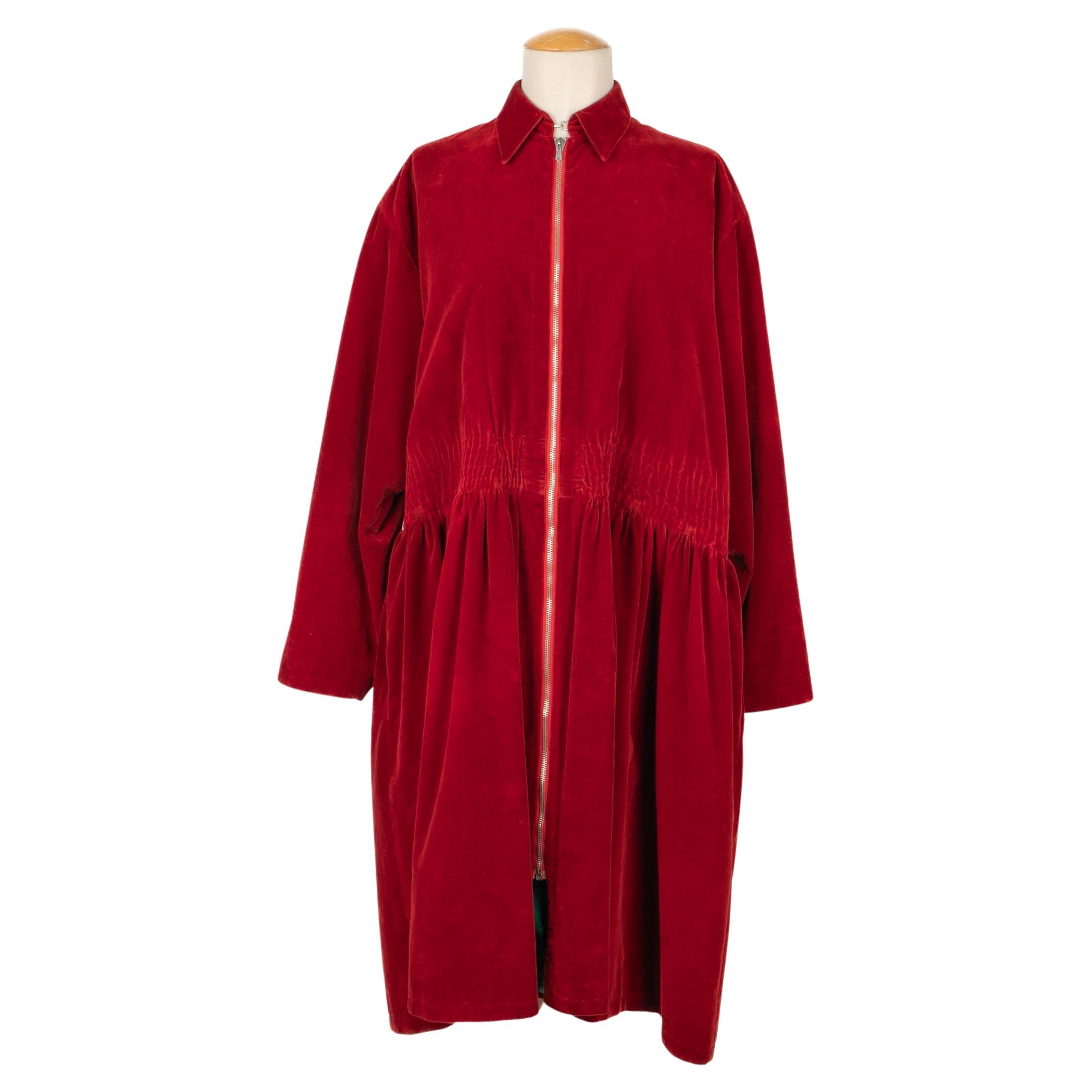Jean-Paul Gaultier Red Velvet Coat For Sale