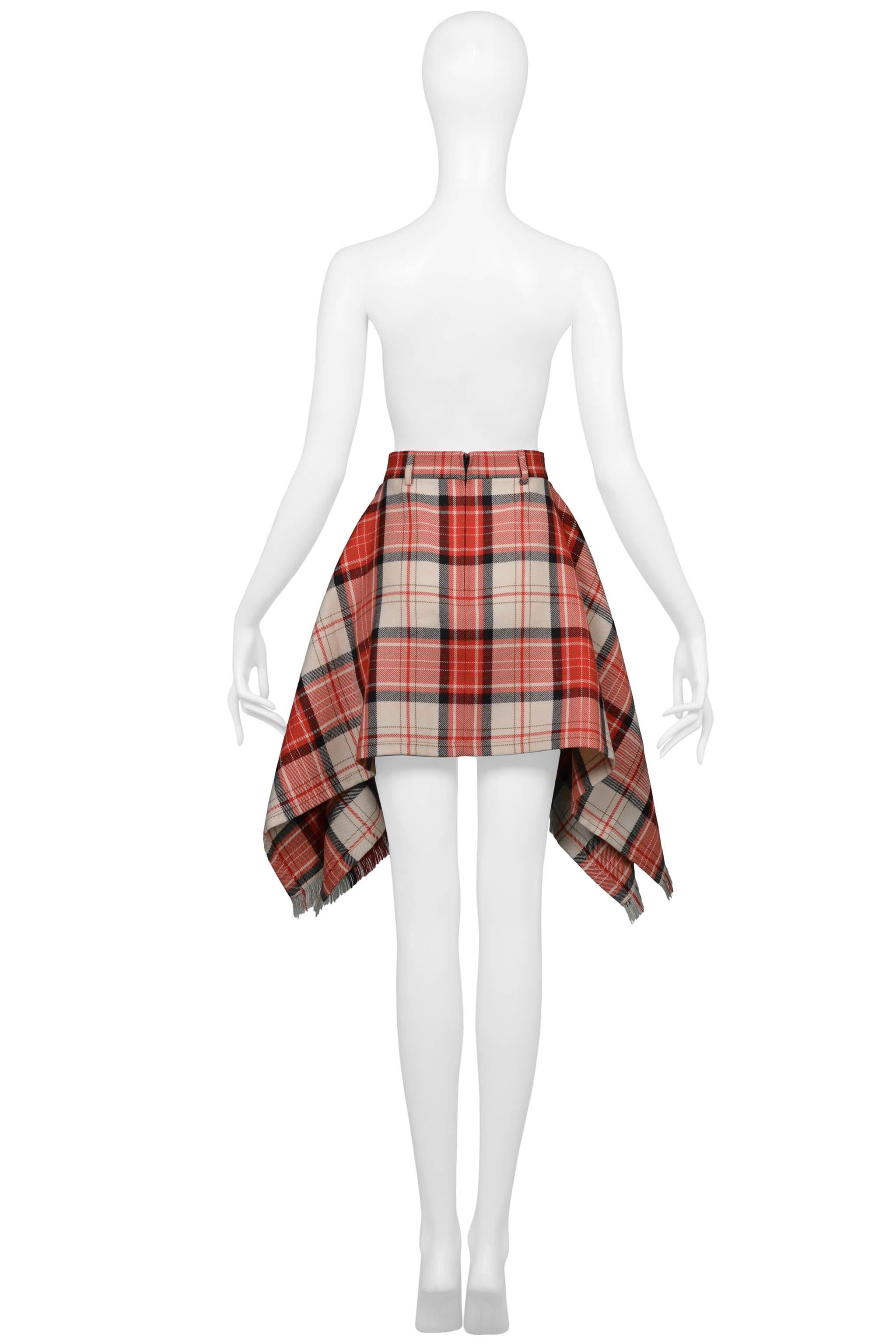 Jean Paul Gaultier Red & White Plaid Blanket Skirt 1991 In Excellent Condition For Sale In Los Angeles, CA