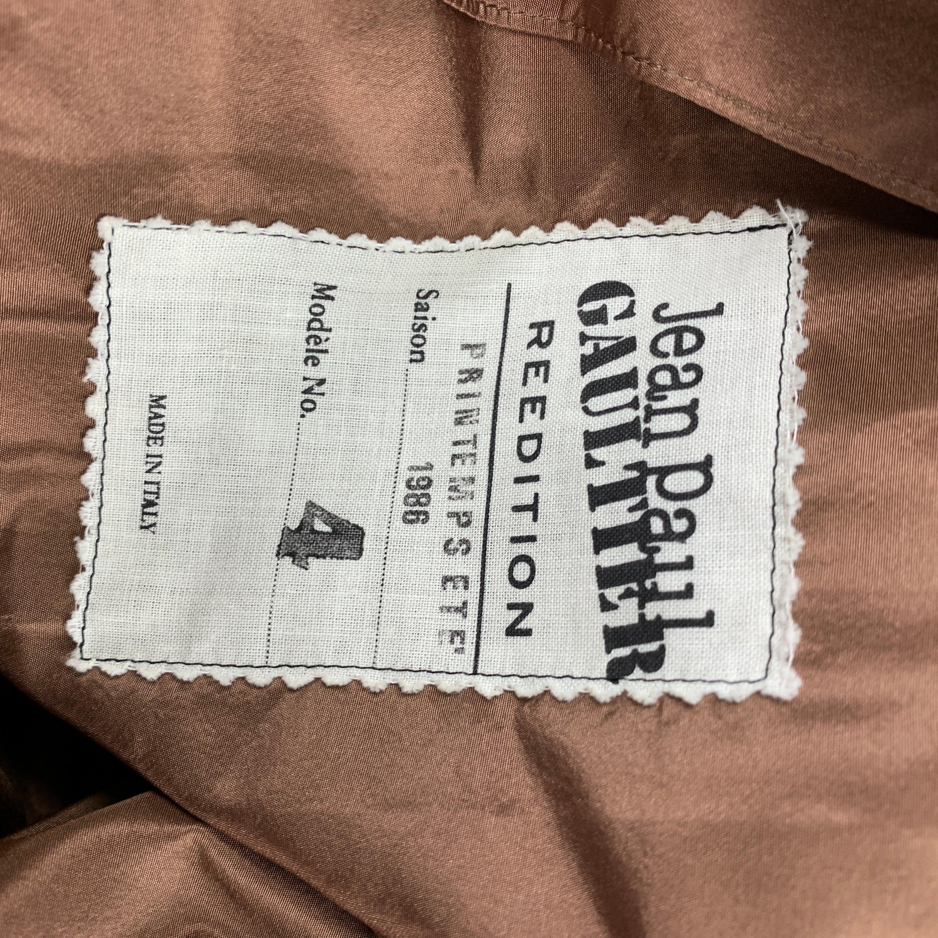 JEAN PAUL GAULTIER Reedition 1986 Size 6 Copper Silk Jacket For Sale 2
