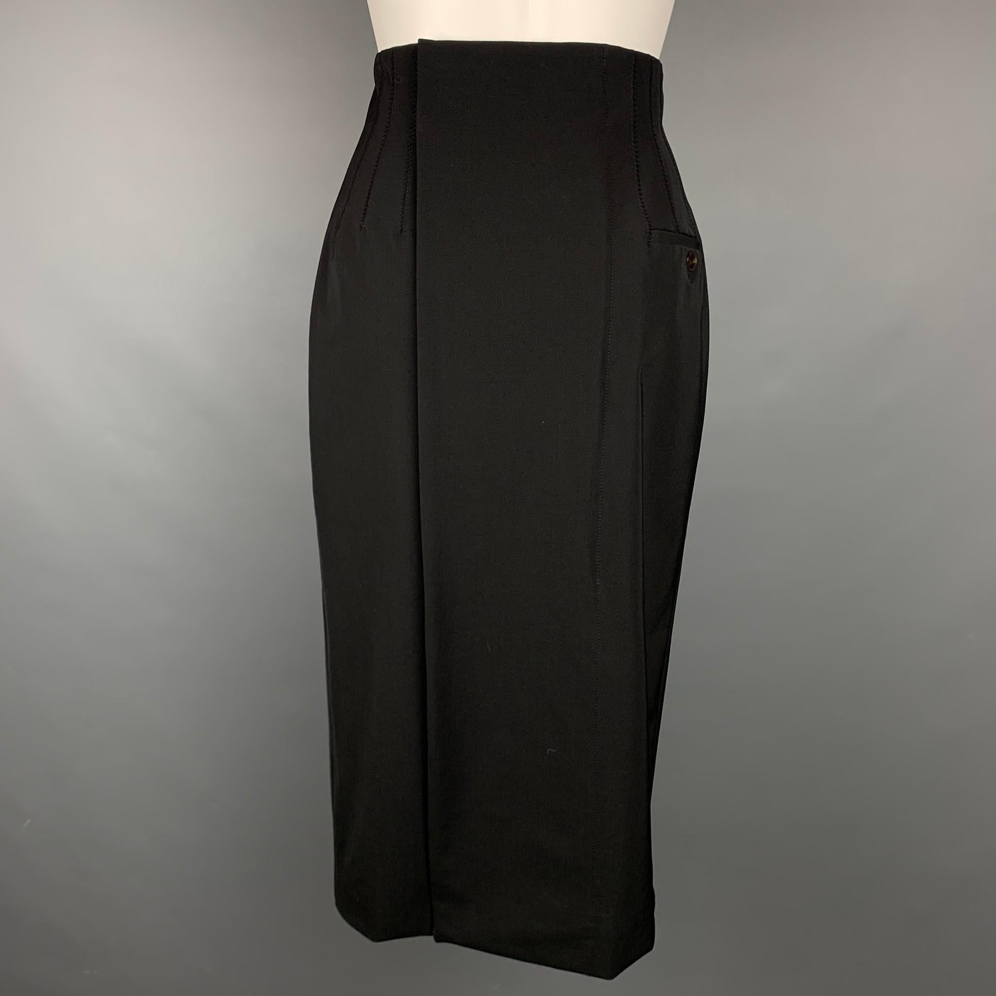 JEAN PAUL GAULTIER Reedition 1993/1994 Size 8 Black Wool / Polyester Skirt In Good Condition In San Francisco, CA