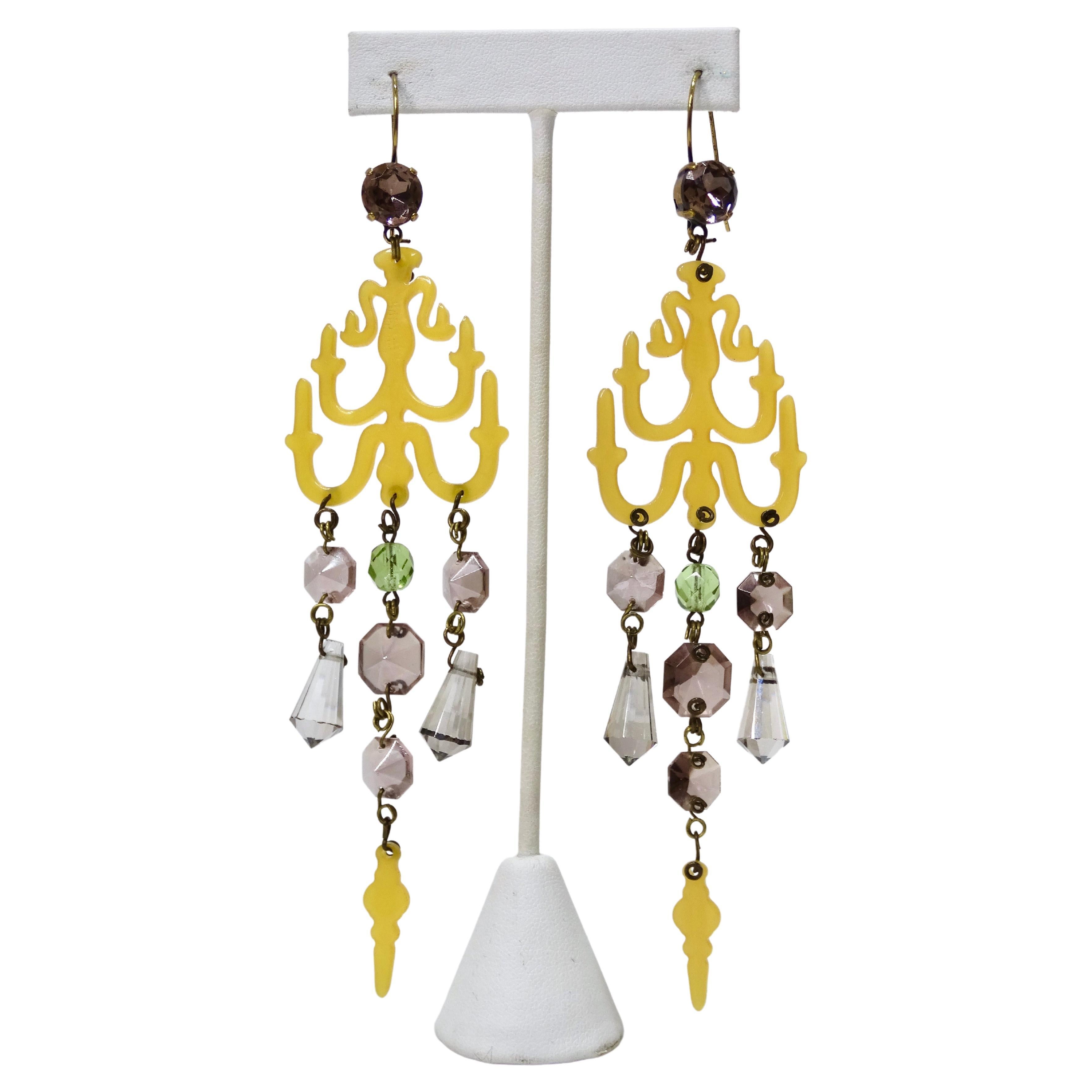 Jean Paul Gaultier Resin & Crystal Chandelier Earrings