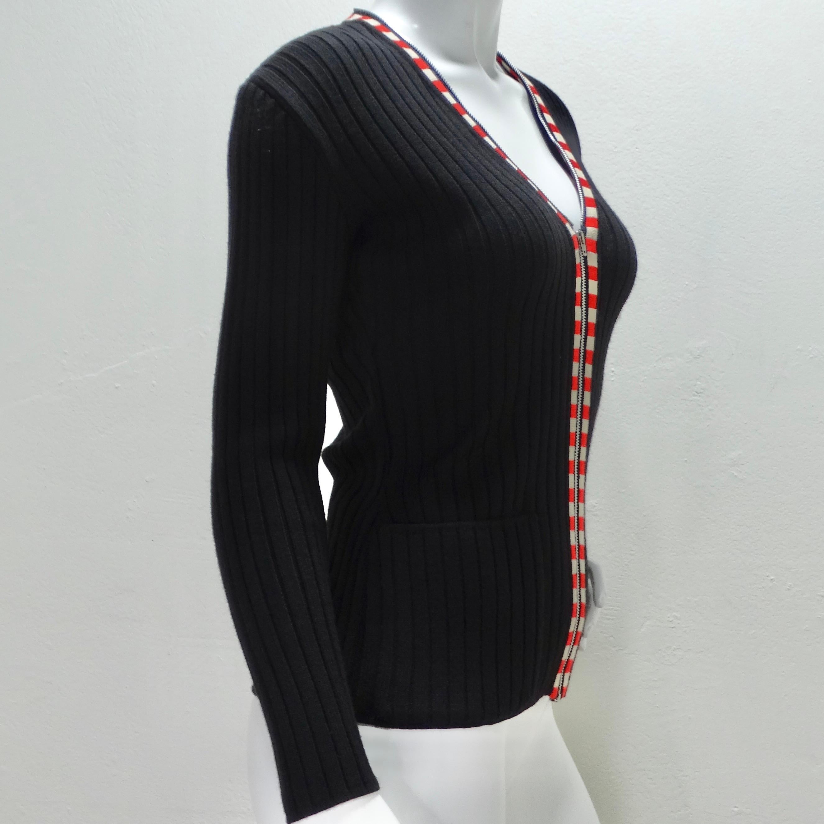 Jean Paul Gaultier Rib Knit Zip-Up Sweater For Sale 1