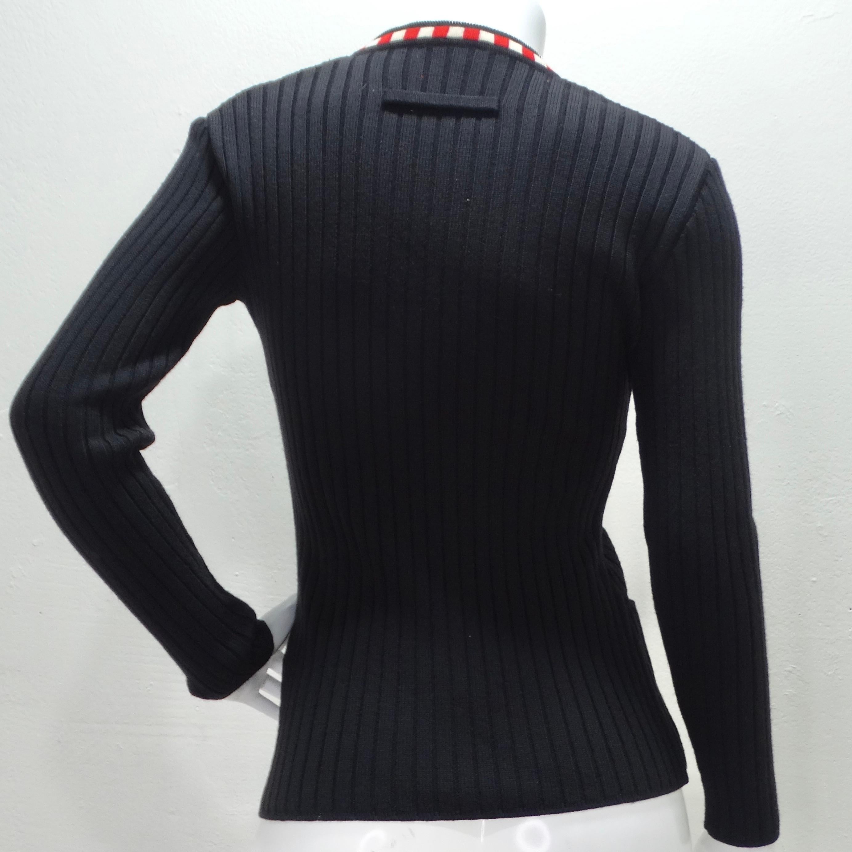 Jean Paul Gaultier Rib Knit Zip-Up Sweater For Sale 2