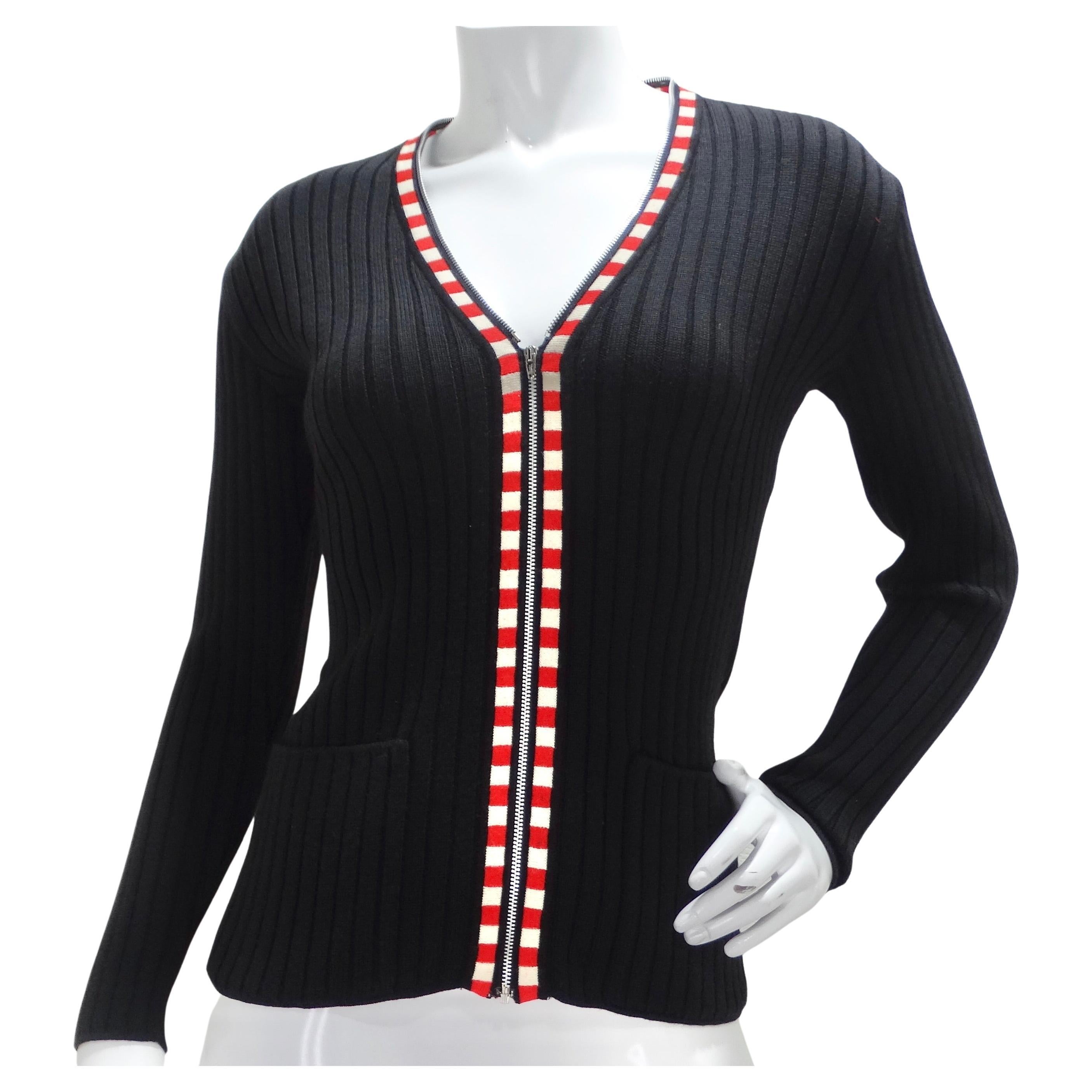 Jean Paul Gaultier Rib Knit Zip-Up Sweater For Sale