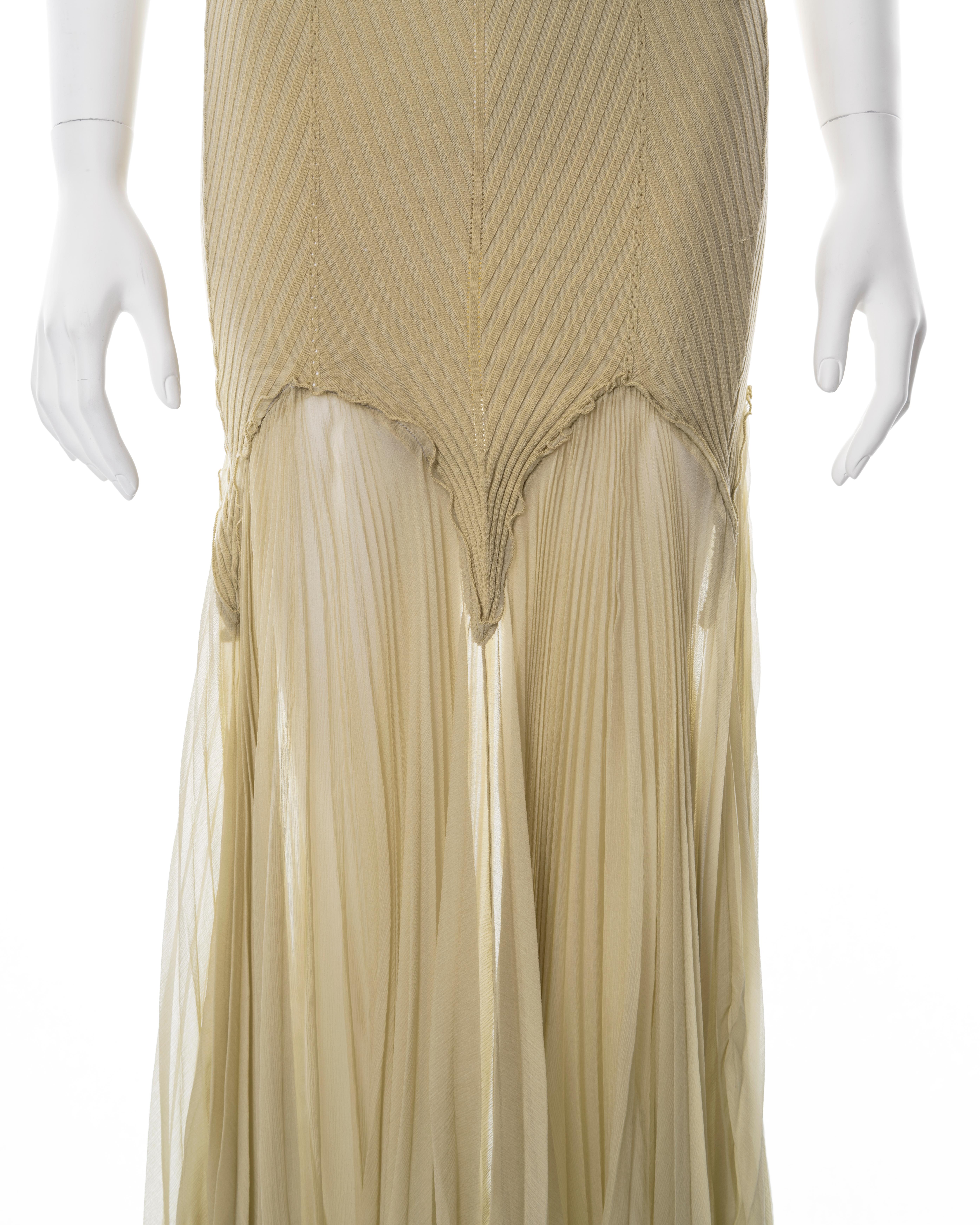 Women's Jean Paul Gaultier ribbed knit maxi dress with accordion pleated skirt, c. 2000