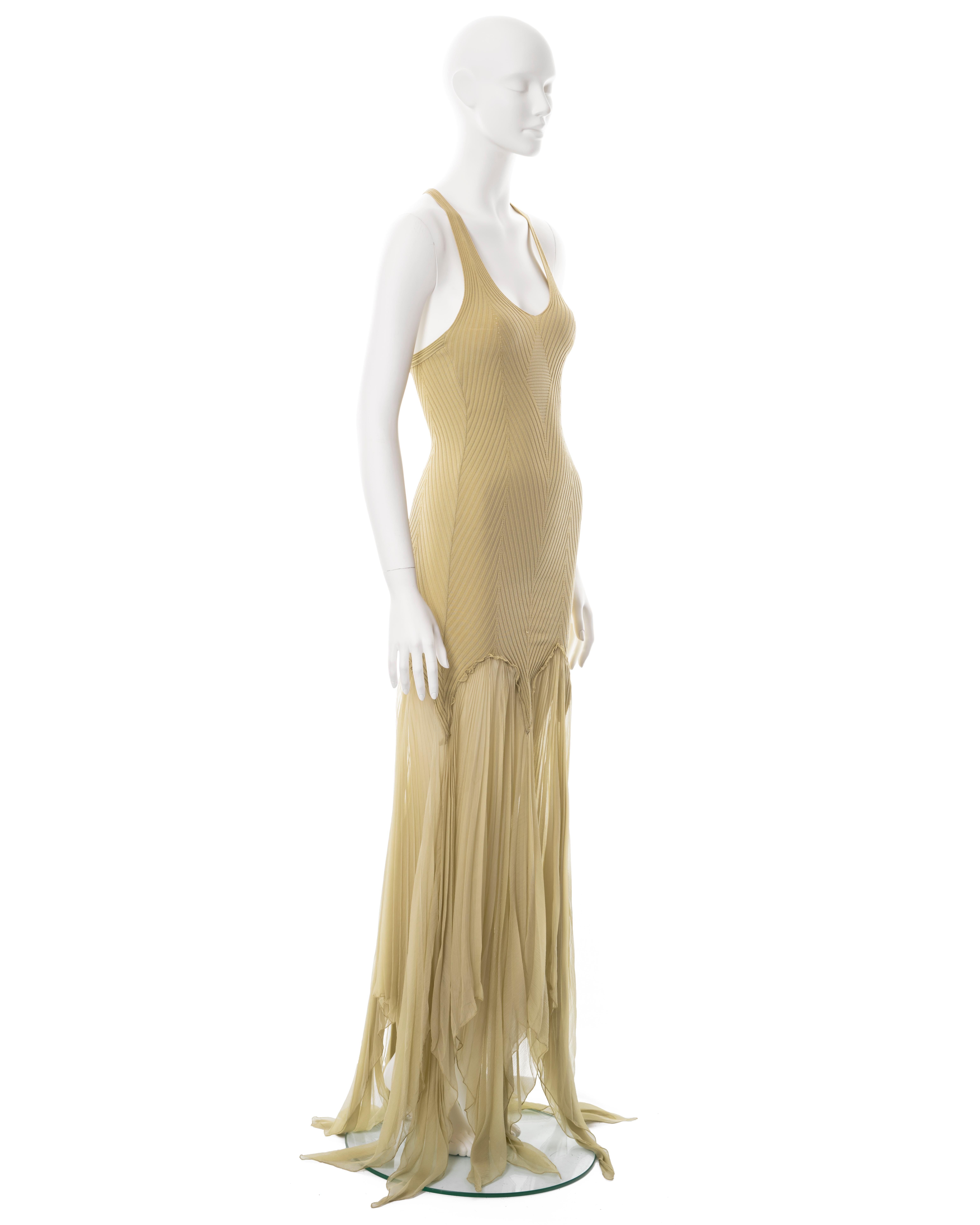Jean Paul Gaultier ribbed knit maxi dress with accordion pleated skirt, c. 2000 2
