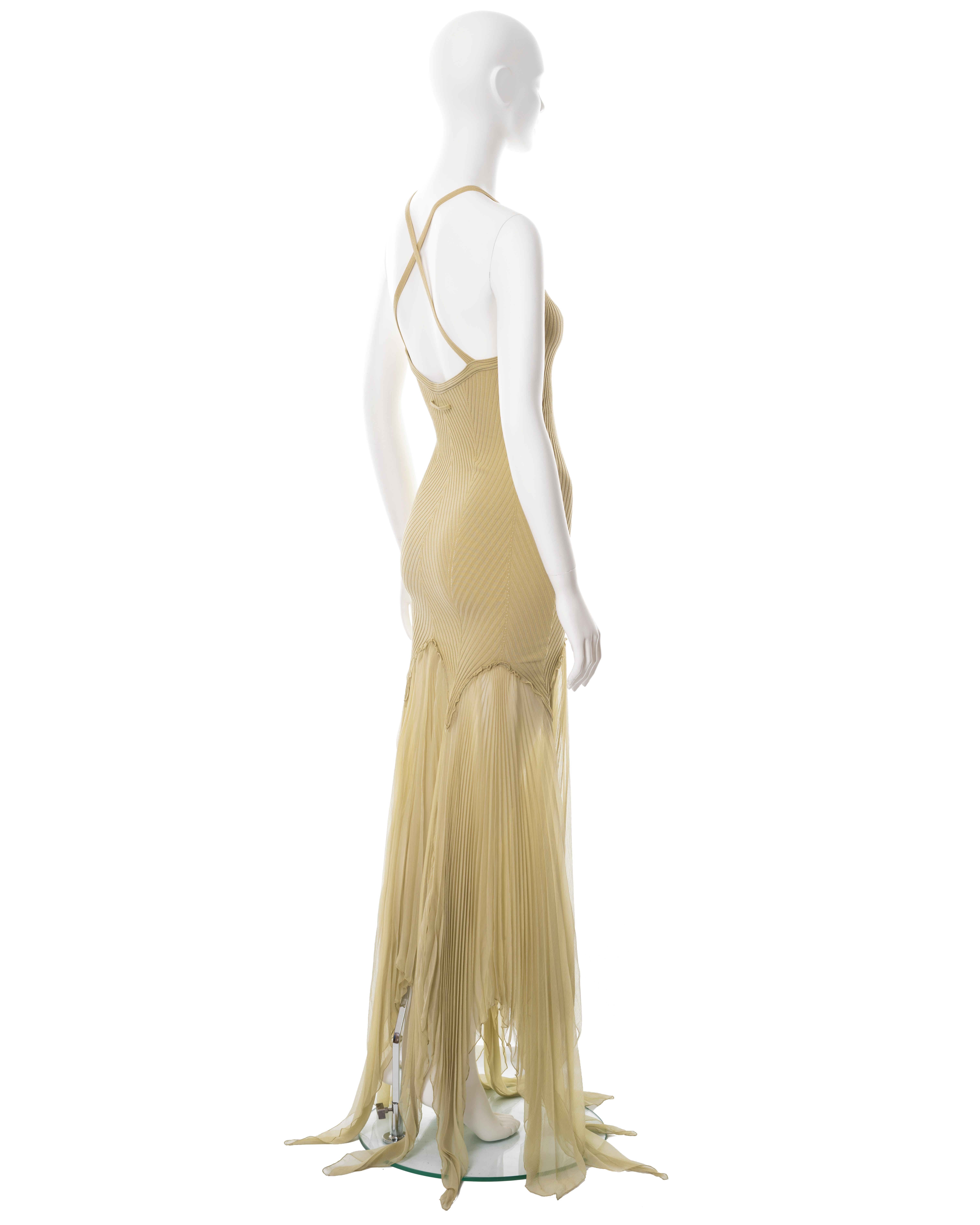 Jean Paul Gaultier ribbed knit maxi dress with accordion pleated skirt, c. 2000 3